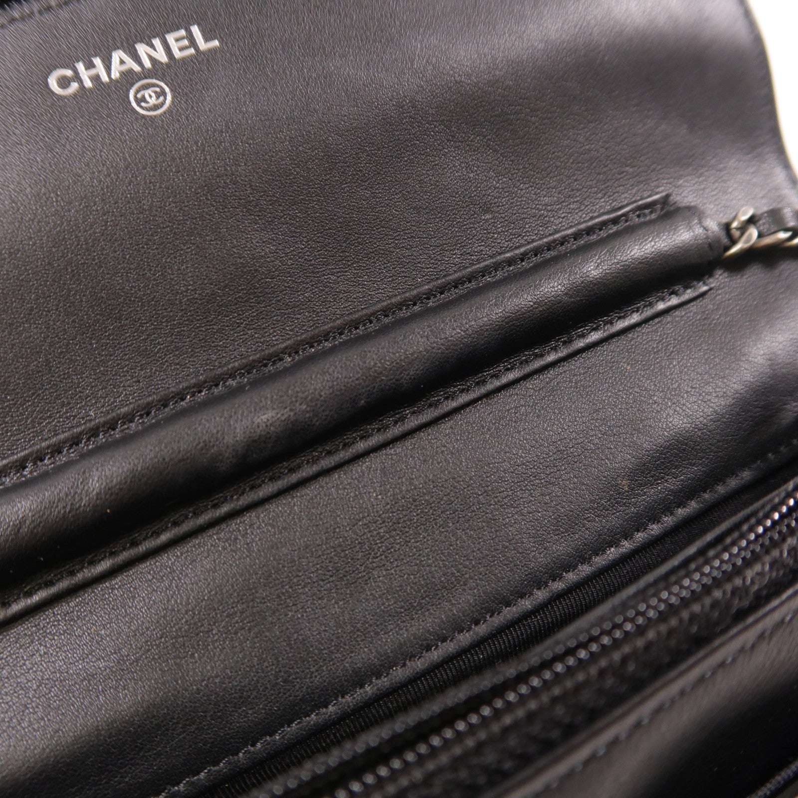 CHANEL CC SHW Wallet On Chain 2.55 Chain Shoulder Bag Patent Leather Black