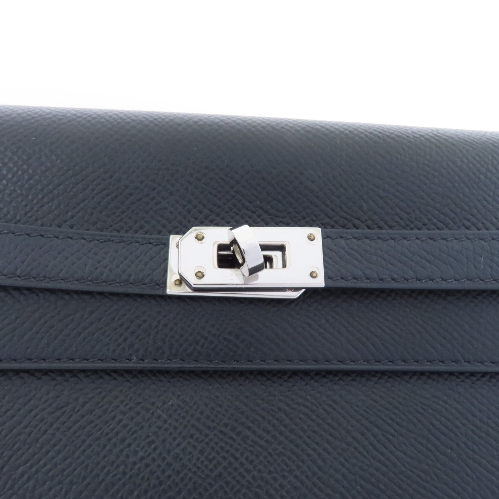 HERMES Epsom皮革Kelly To Go銀扣肩背袋黑色