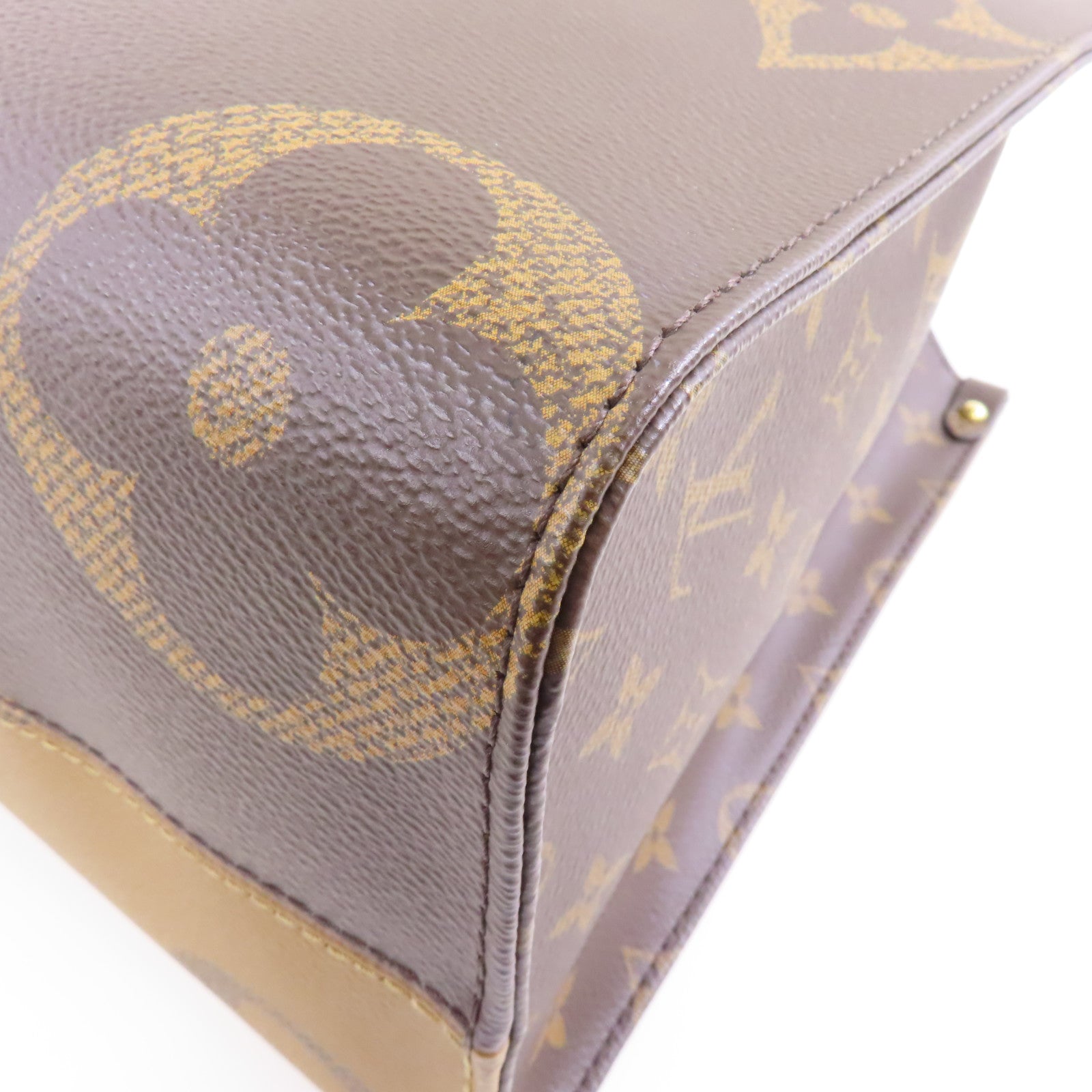 LOUIS VUITTON Monogram Giant On The Go MM金扣手挽肩背兩用袋啡色