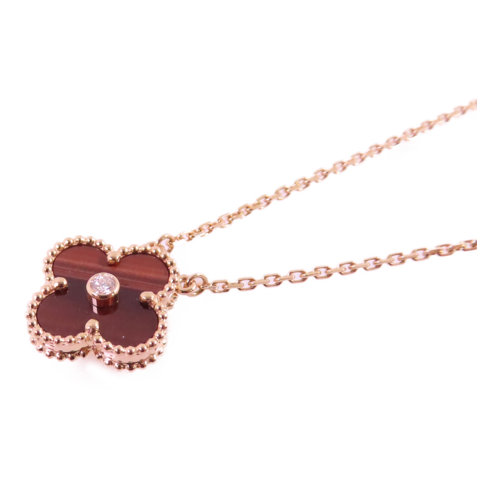 Van Cleef & Arpels 18K玫瑰金/鑽石/孔雀石Vintage Alhambra Malachite Diamond Necklace項鏈