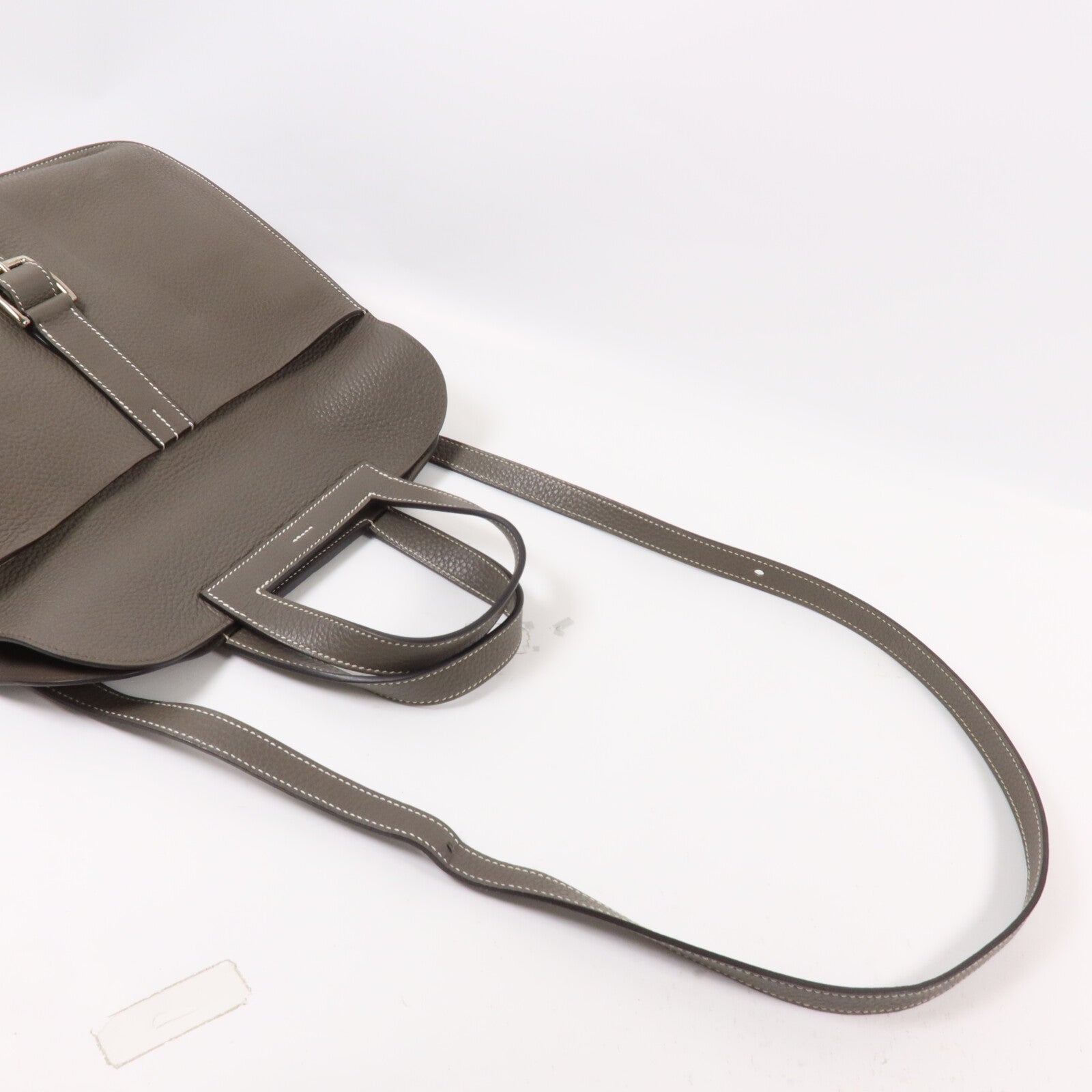 HERMES Clemence皮革Halzan 31手挽肩背兩用袋Etain