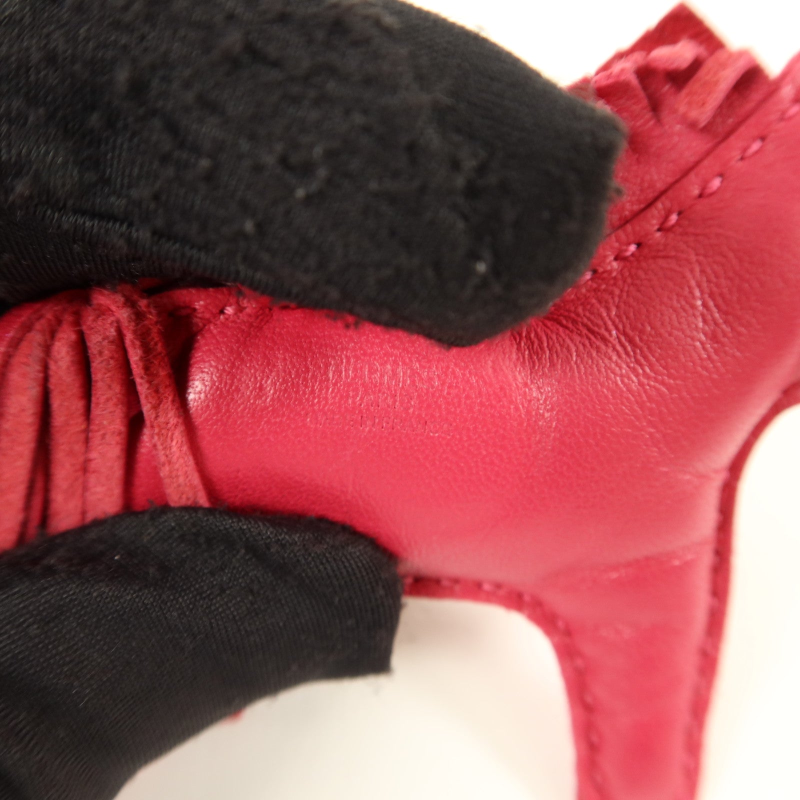 HERMES Milo皮革Rodeo PM掛飾Framboise