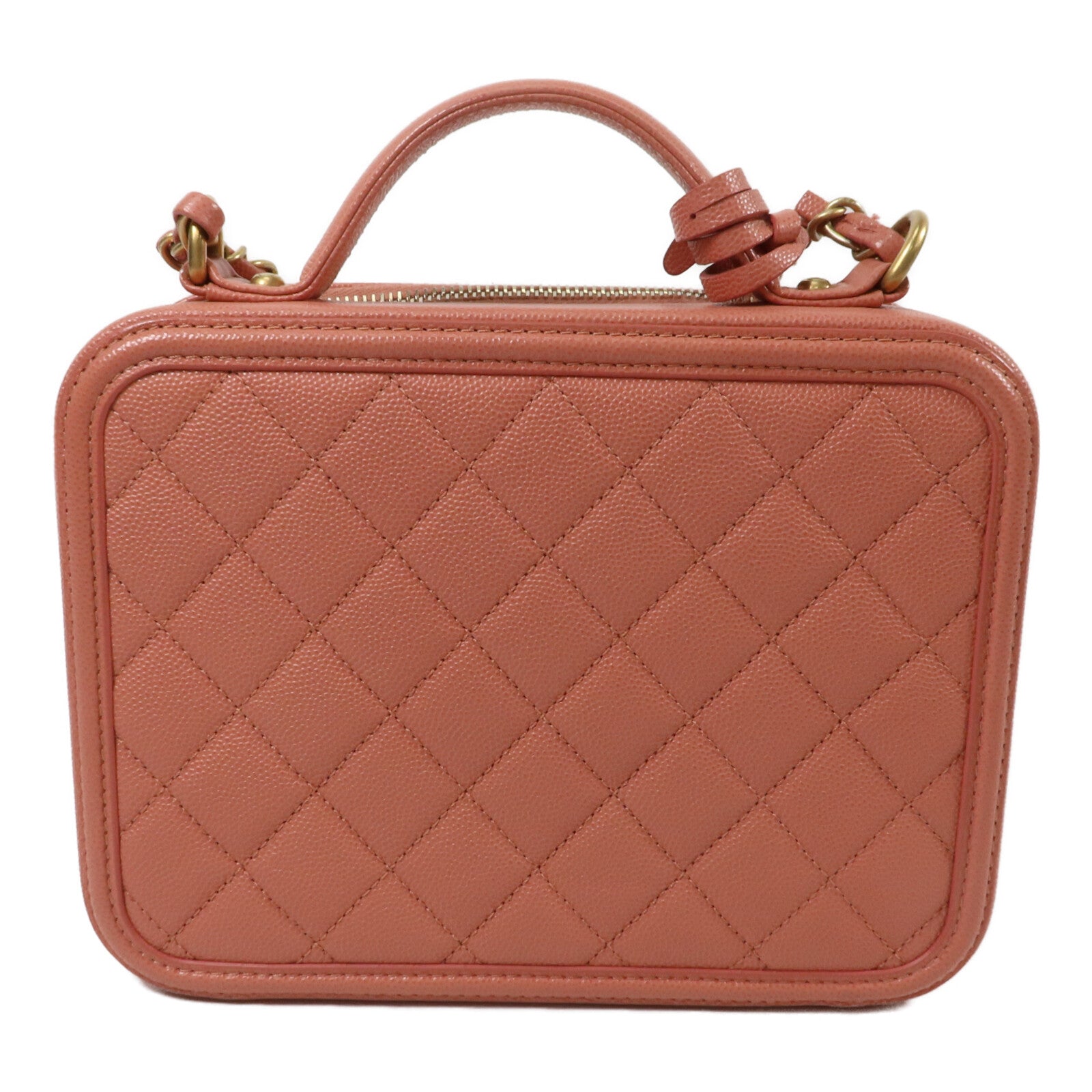 CHANEL 牛皮皮革Vanity Case鏈帶手挽肩背兩用袋