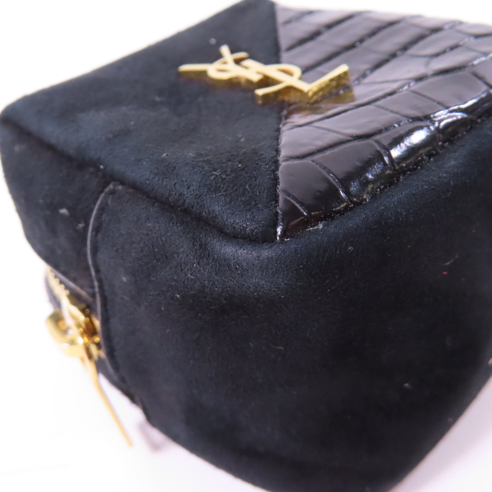 SAINT LAURENT 牛皮皮革Coin purse金扣鎖匙包黑色