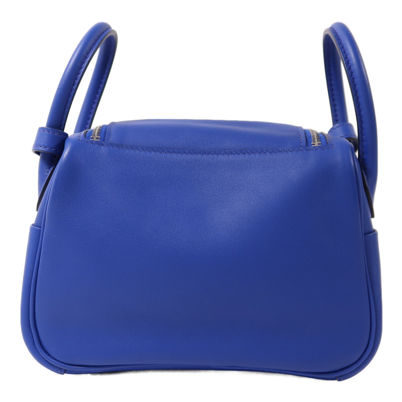 HERMES Swift皮革Mini Lindy銀扣手挽肩背兩用袋Bleu Royal/Menthe