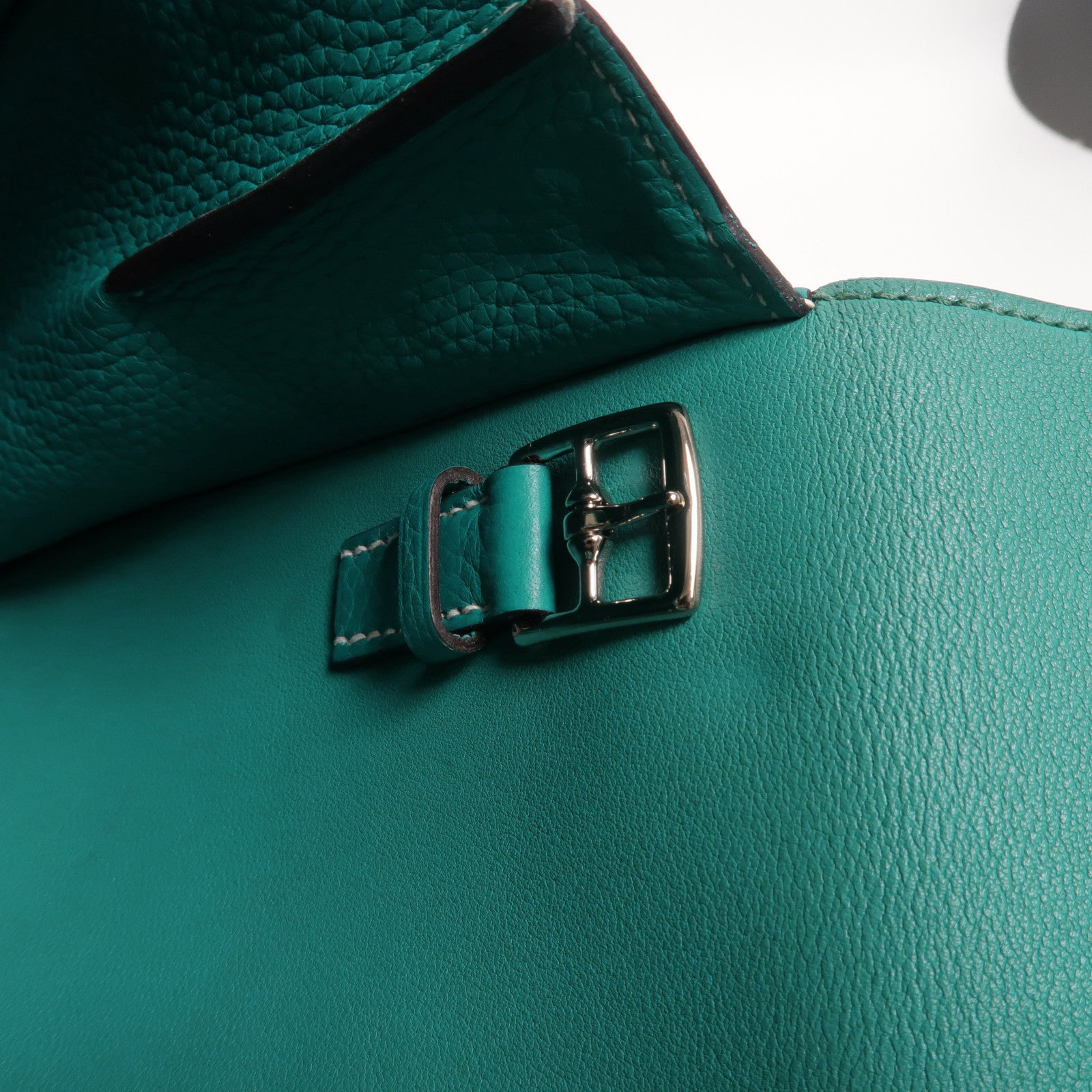 HERMES Clemence皮革Halzan 31手挽肩背兩用袋Bleu Paon