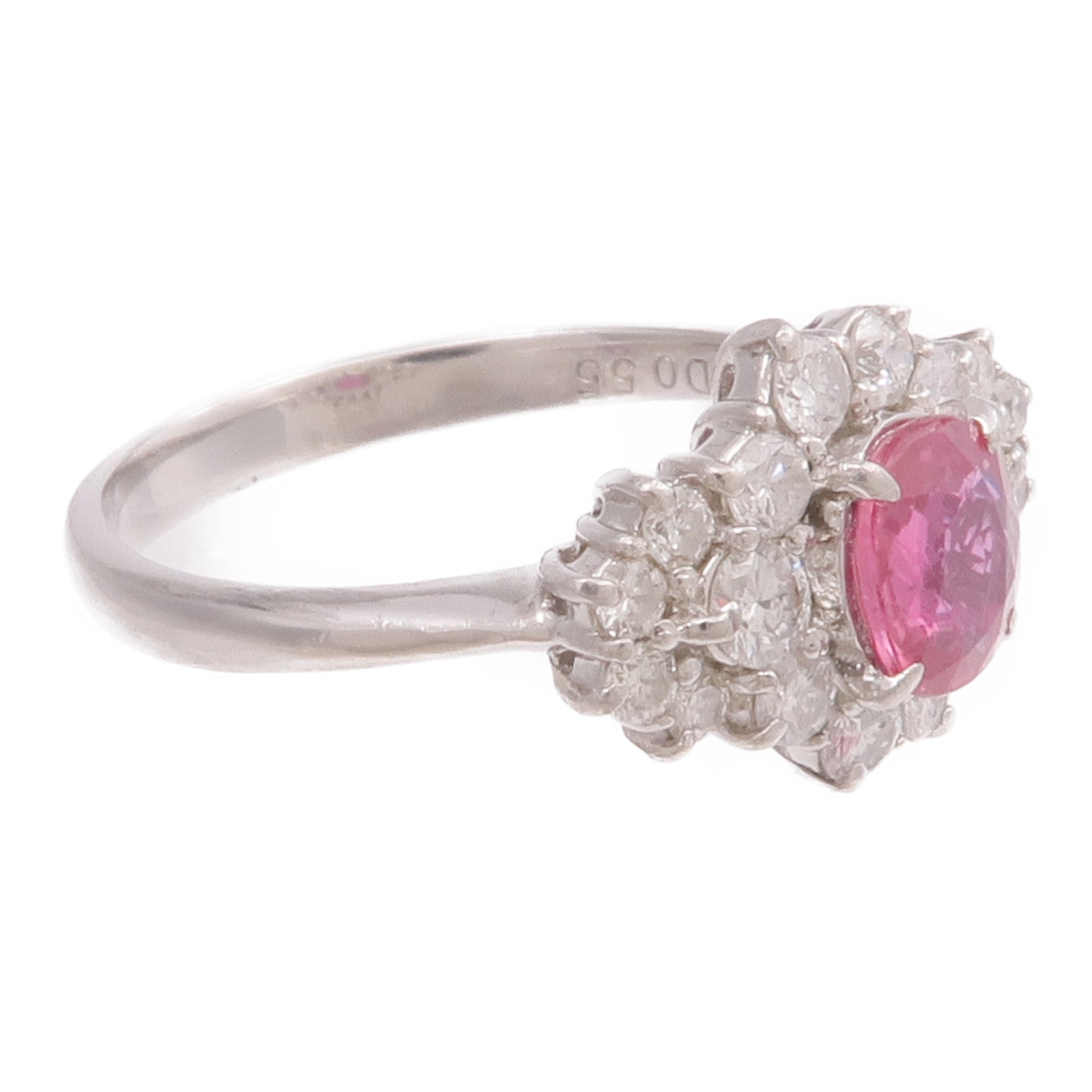 JEWELRY PT900鉑金Ruby Diamond Ring紅寶石/鑽石戒指US#5.5