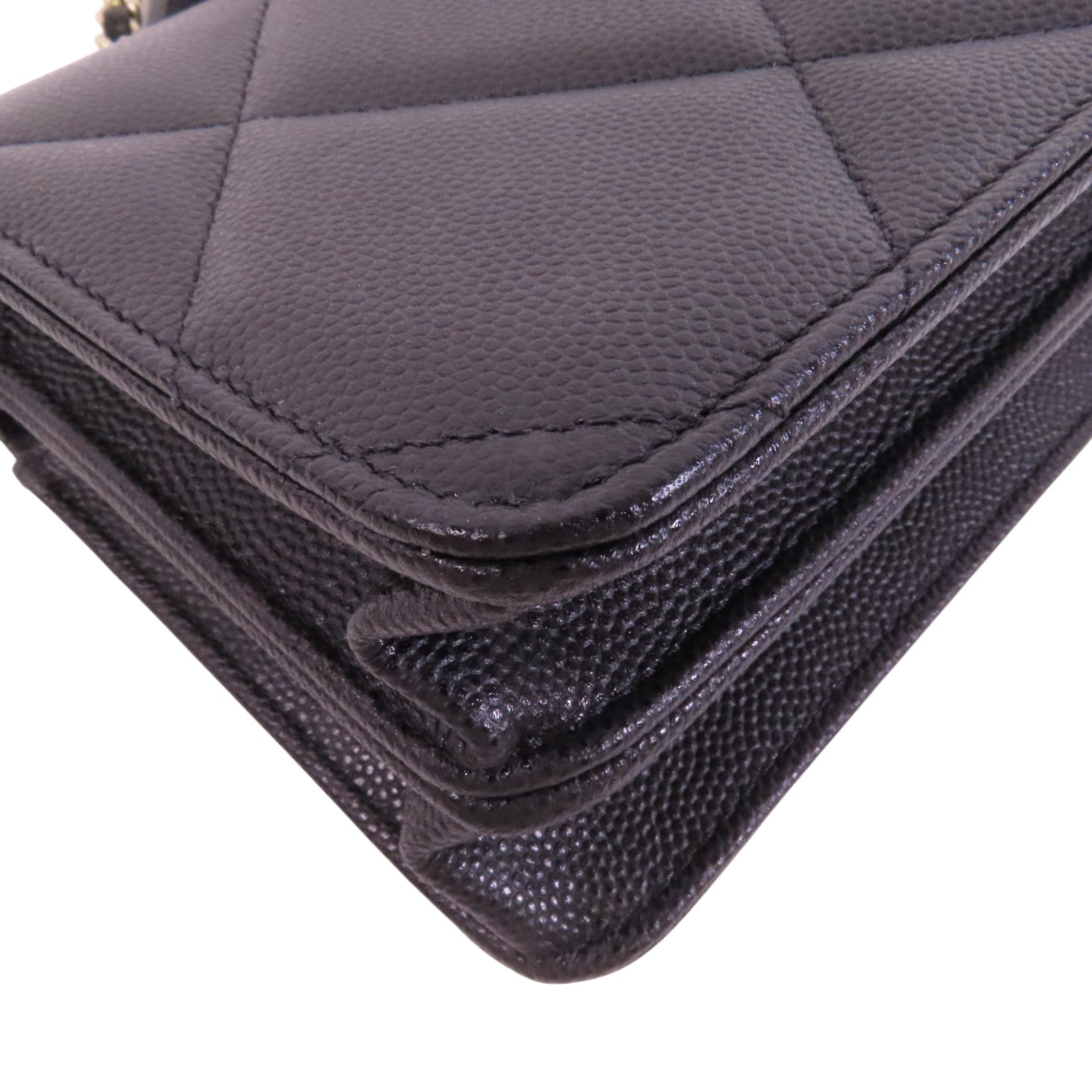 CHANEL 牛皮皮革25C WOC金扣鏈帶手挽肩背兩用袋