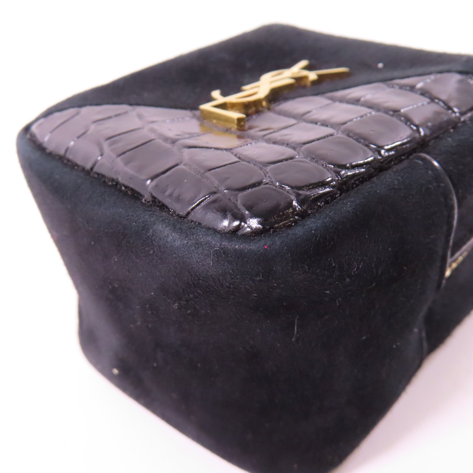 SAINT LAURENT 牛皮皮革Coin purse金扣鎖匙包黑色