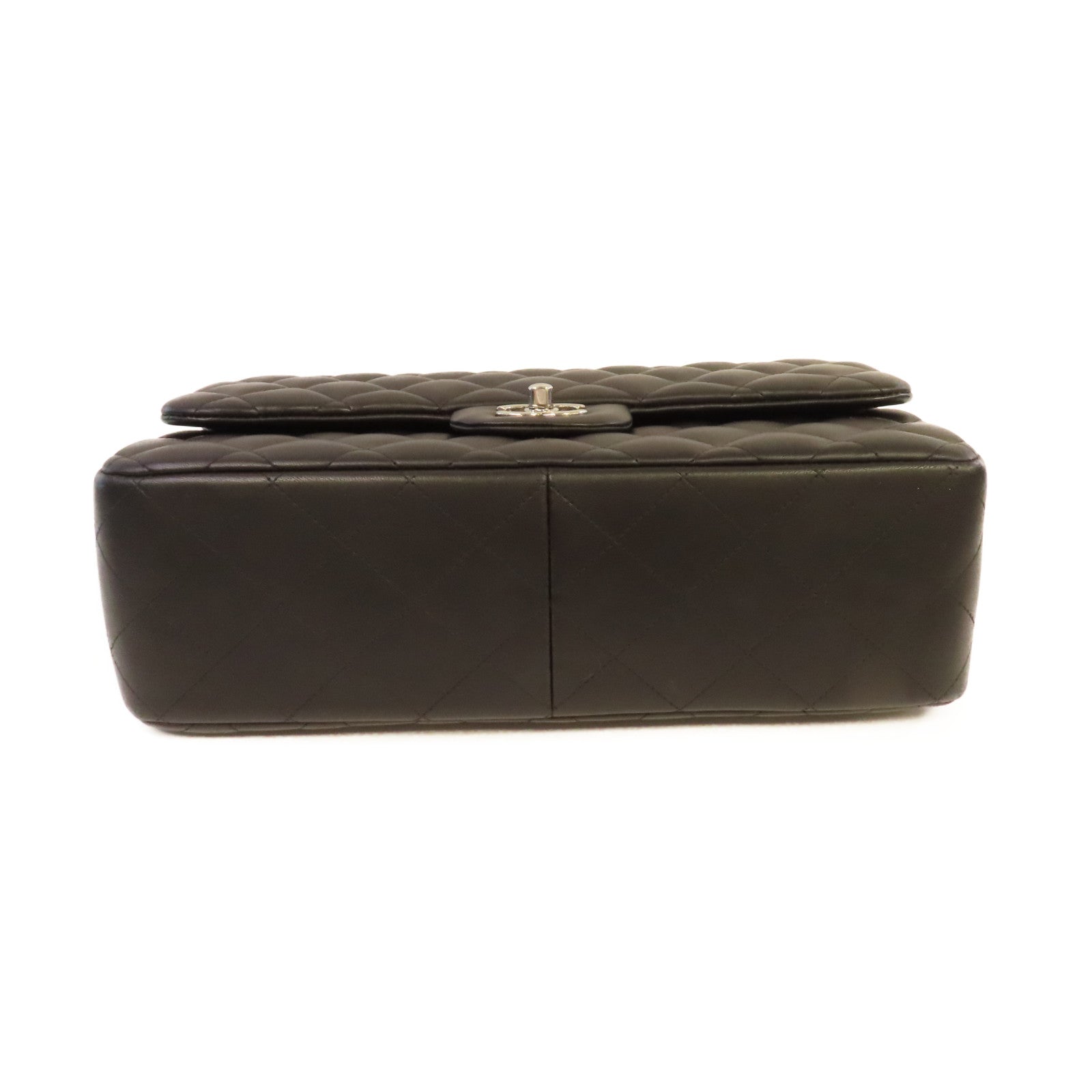 CHANEL 【激減優惠】菱格羊皮皮革Jumbo Classic Chain Shoulder Bag銀扣鏈帶肩背袋黑色