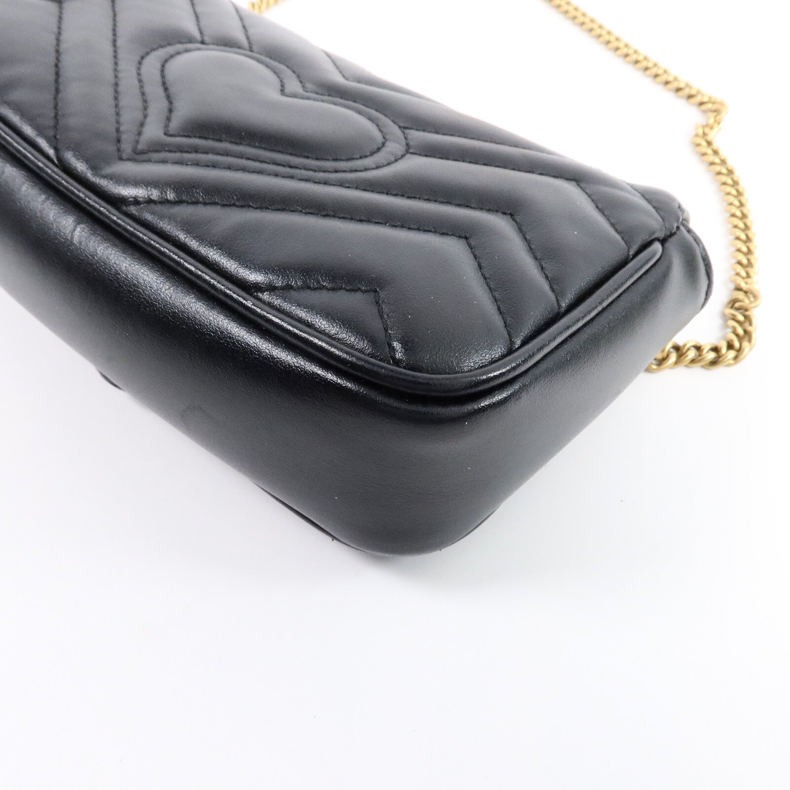 GUCCI 牛皮皮革GG Marmont Super Mini鏈帶肩背袋