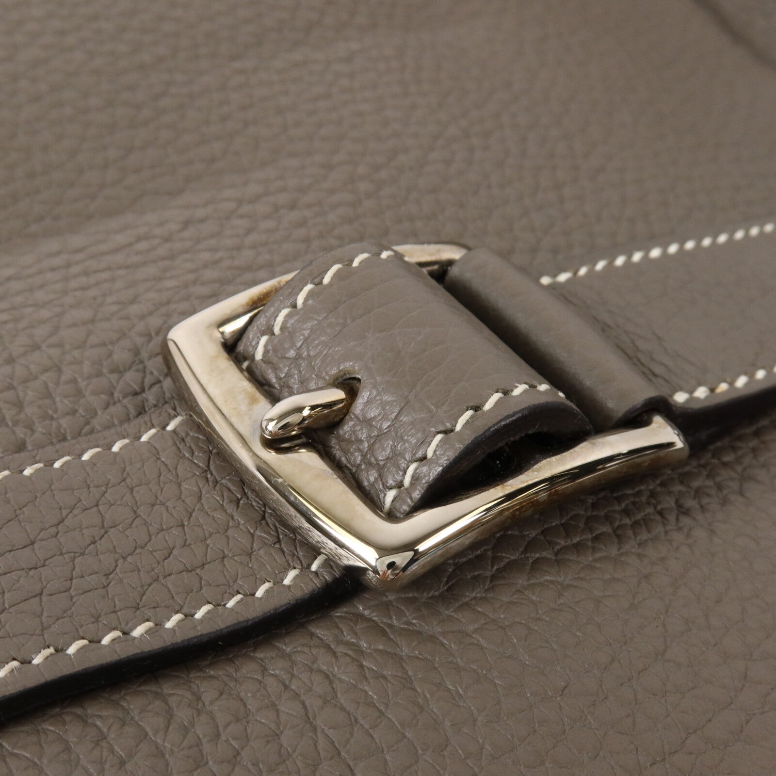 HERMES Clemence皮革Halzan 31手挽肩背兩用袋Etain