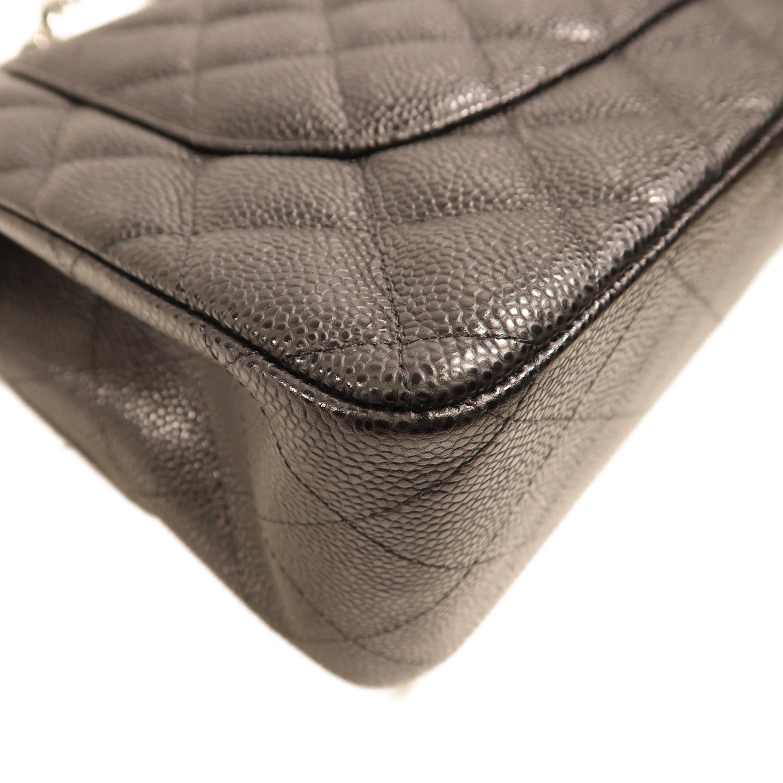 CHANEL 【激減優惠】牛皮皮革Jumbo 30銀扣鏈帶肩背袋黑色