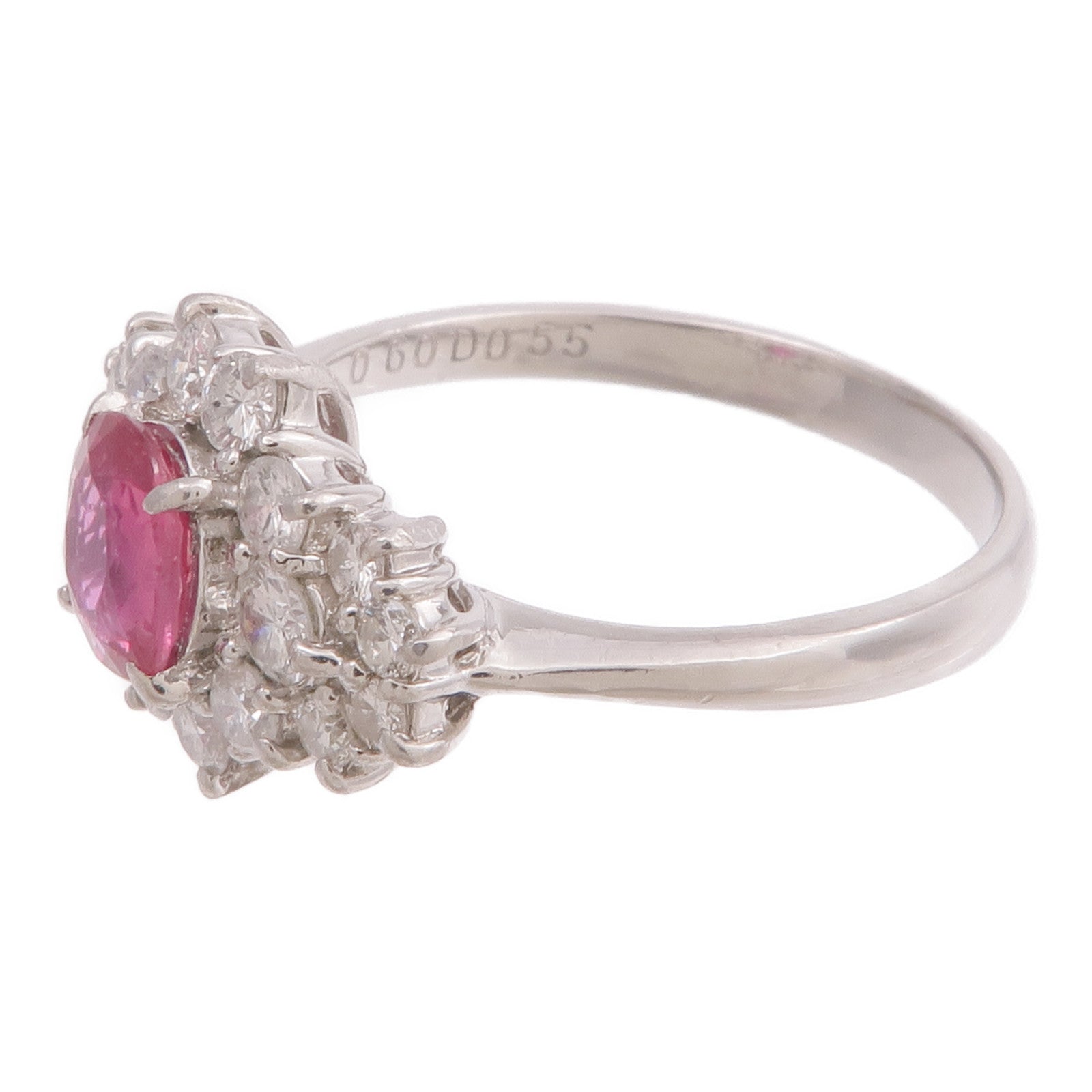 JEWELRY PT900鉑金Ruby Diamond Ring紅寶石/鑽石戒指US#5.5