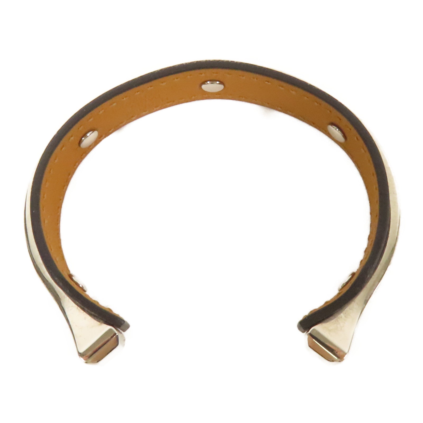 HERMES 牛皮皮革Open Cuff Bracelet手鐲Noir Hermes#M