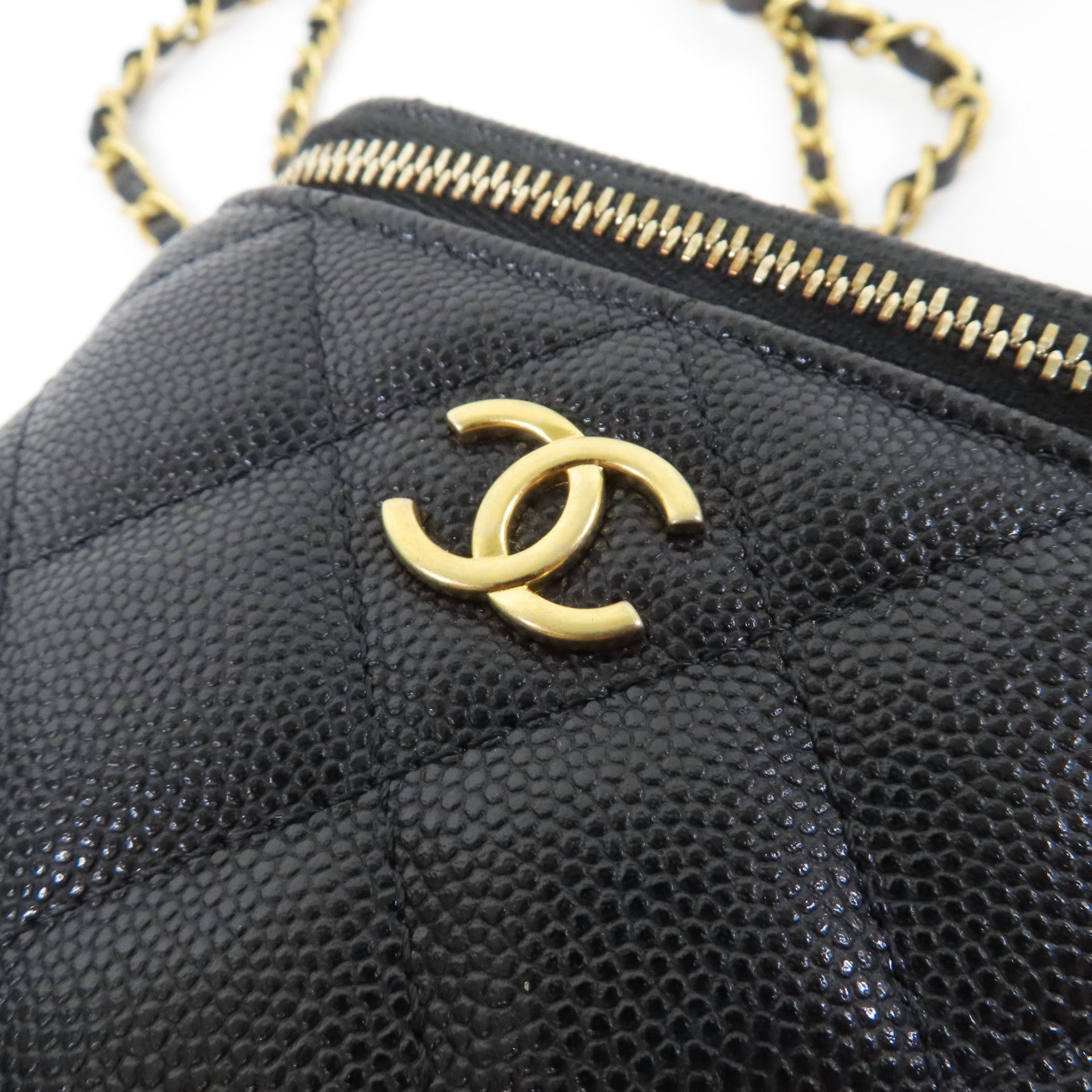 CHANEL 【激減優惠】菱格Caviar皮革Chain Shoulder Bag金扣肩背袋黑色