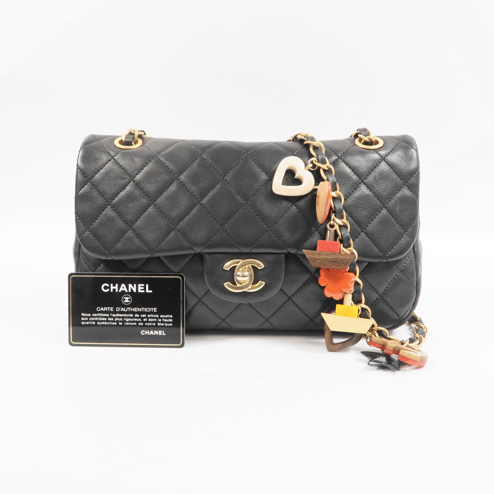 CHANEL 羊皮皮革Chain Shoulder金扣鏈帶肩背袋