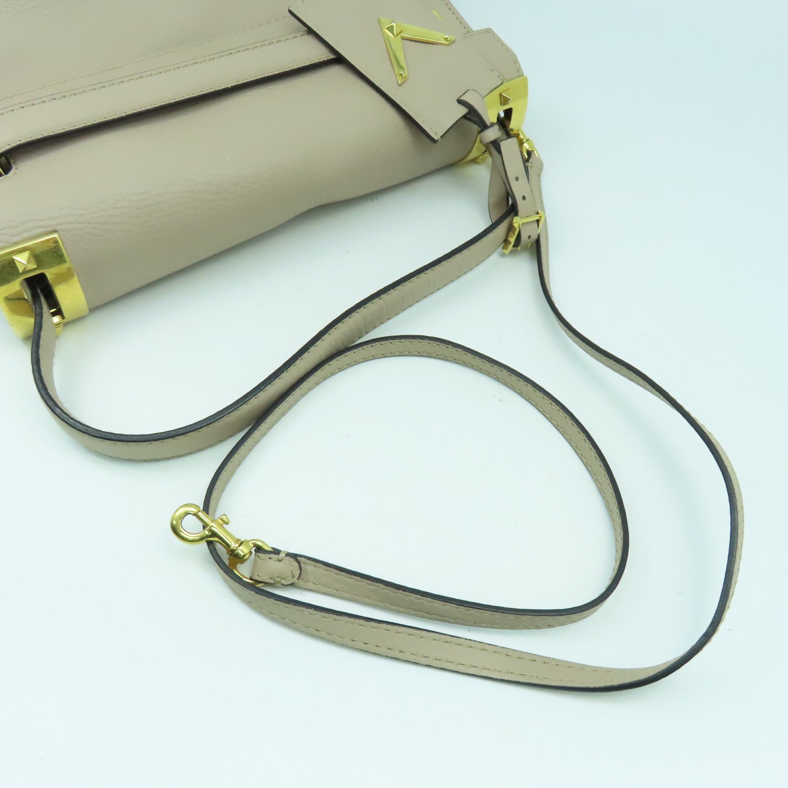 Valentino 【激減優惠】牛皮皮革2 Way Shoulder Bag金扣手挽肩背兩用袋粉紅色