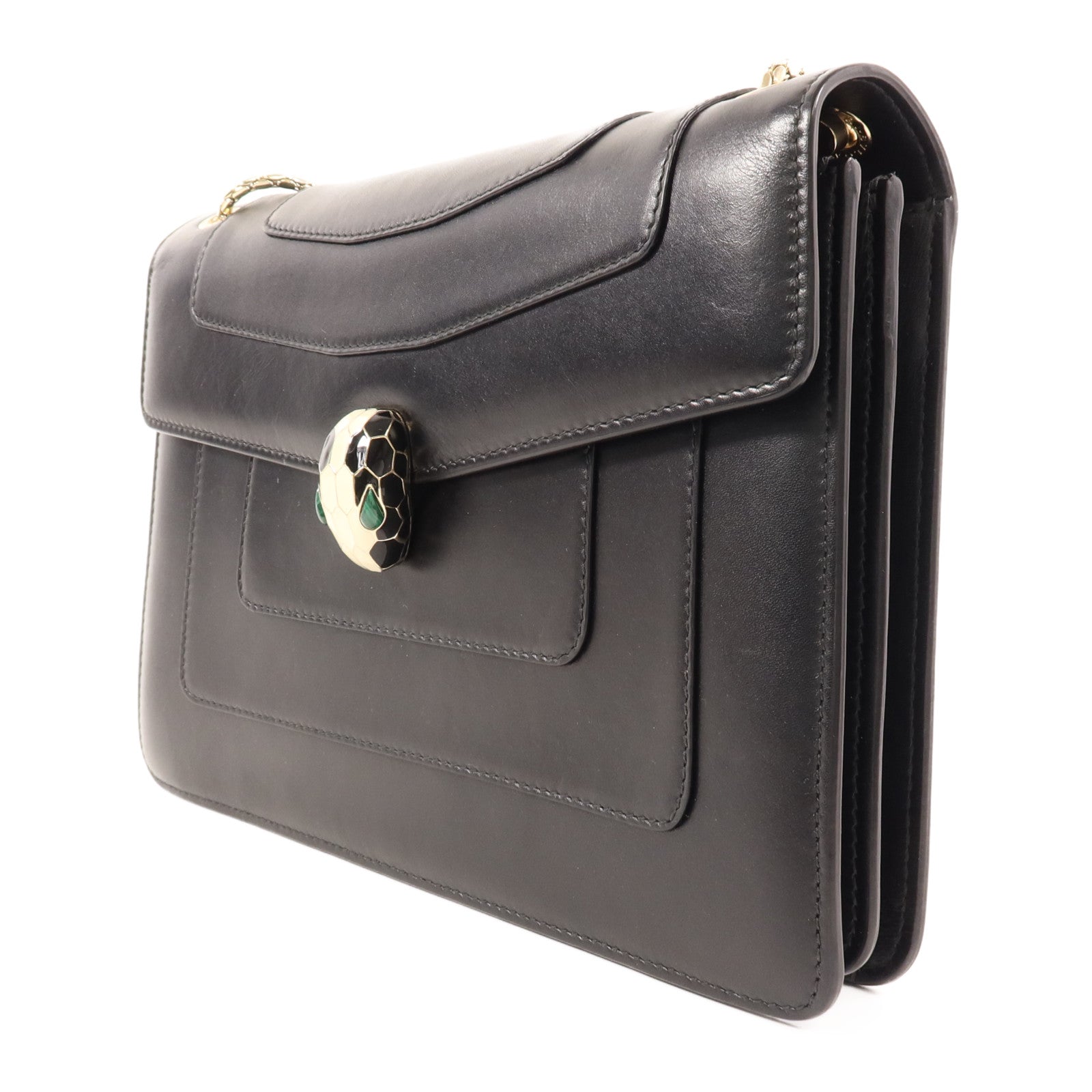 BVLGARI 牛皮皮革Serpenti Forever金扣鏈帶肩背袋