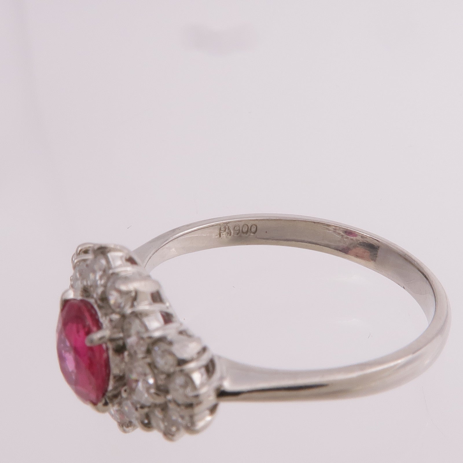 JEWELRY PT900鉑金Ruby Diamond Ring紅寶石/鑽石戒指US#5.5