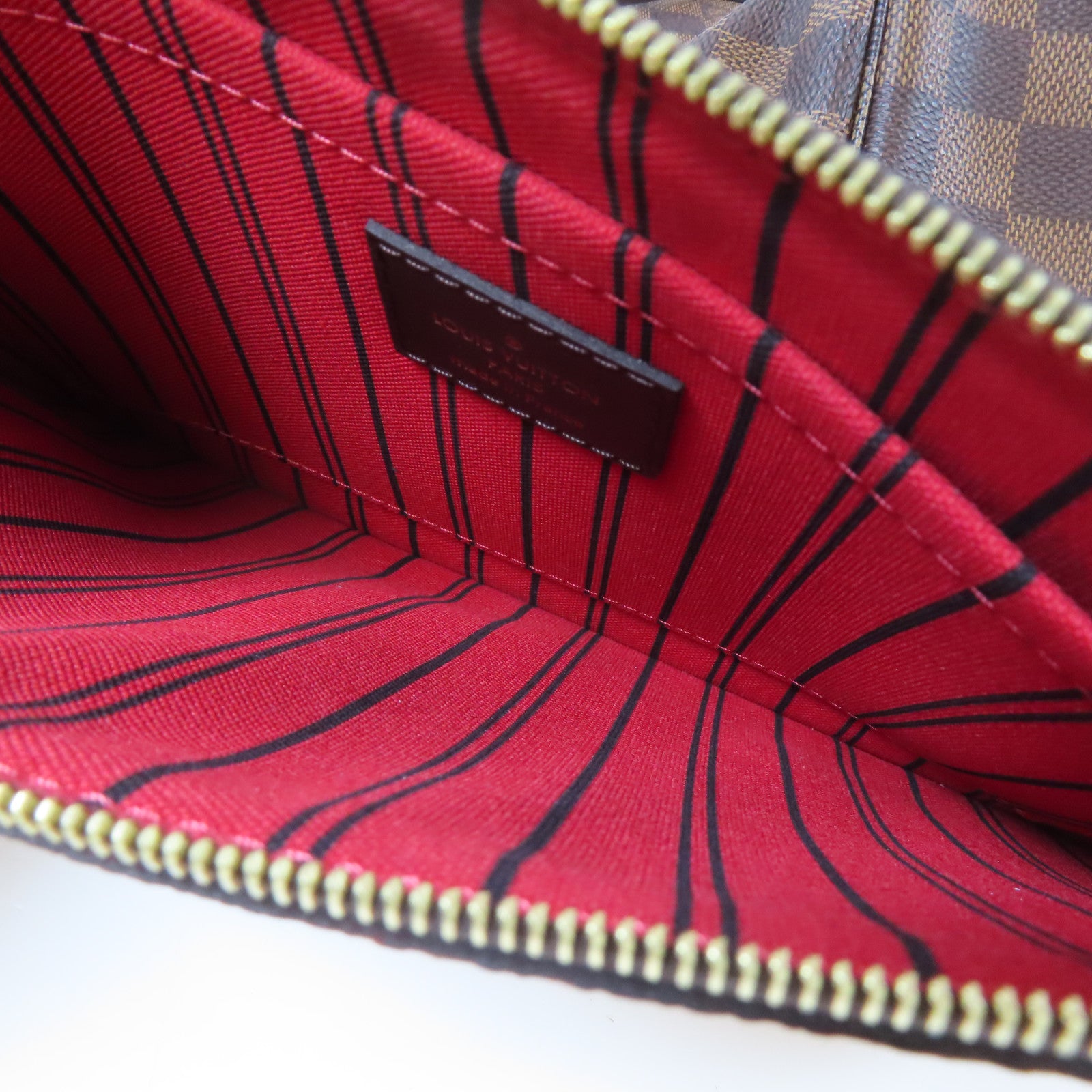 LOUIS VUITTON Damier Ebene Neverfull MM金扣手挽肩背兩用袋啡色