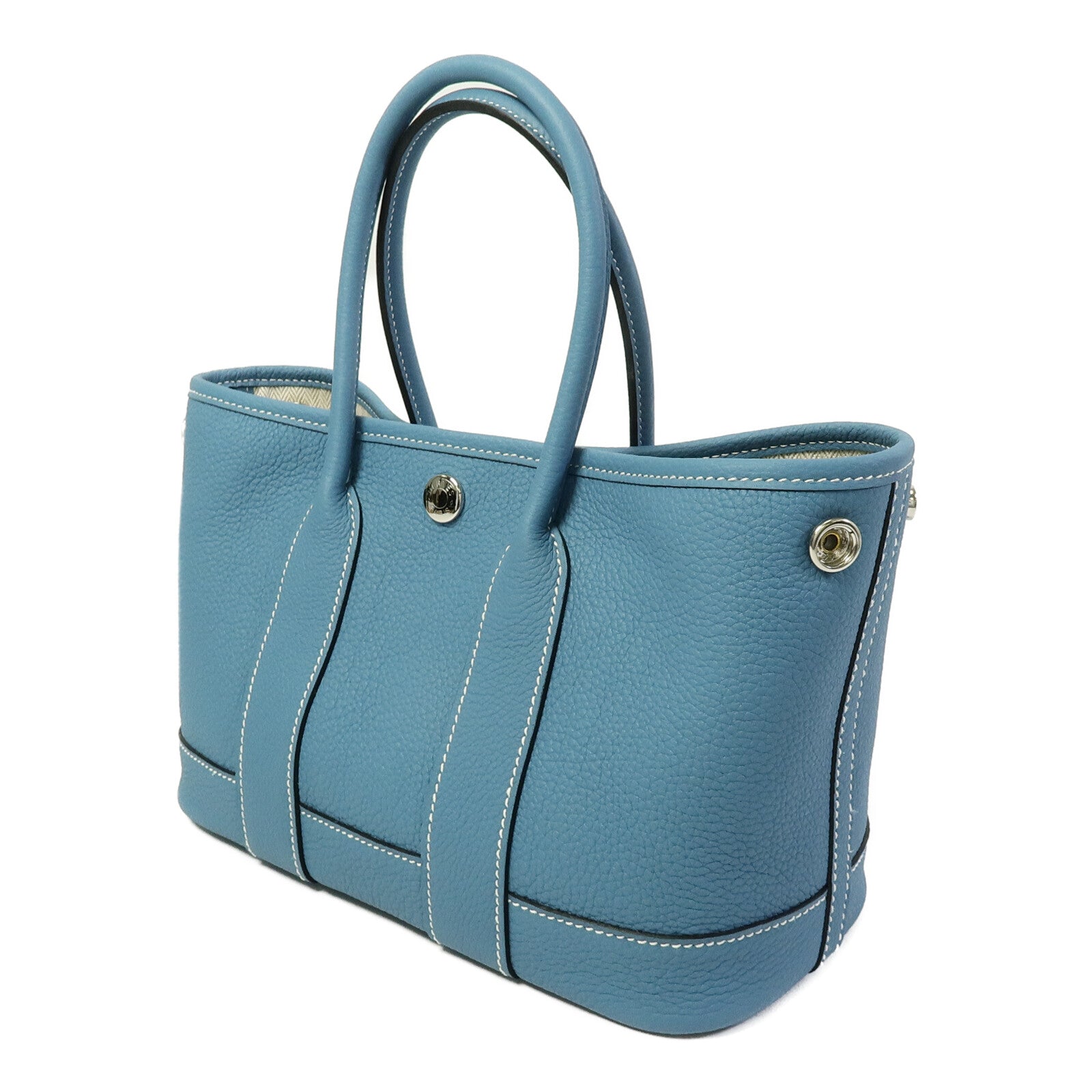 HERMES Country皮革Mini Garden Party手挽袋New Blue Jean