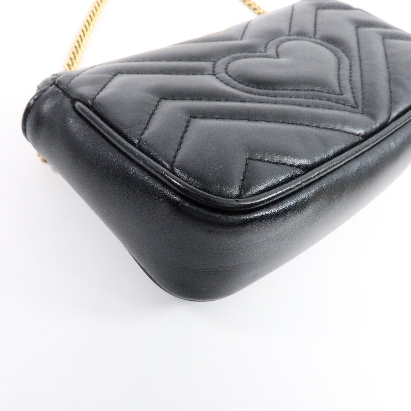 GUCCI 牛皮皮革GG Marmont Super Mini鏈帶肩背袋