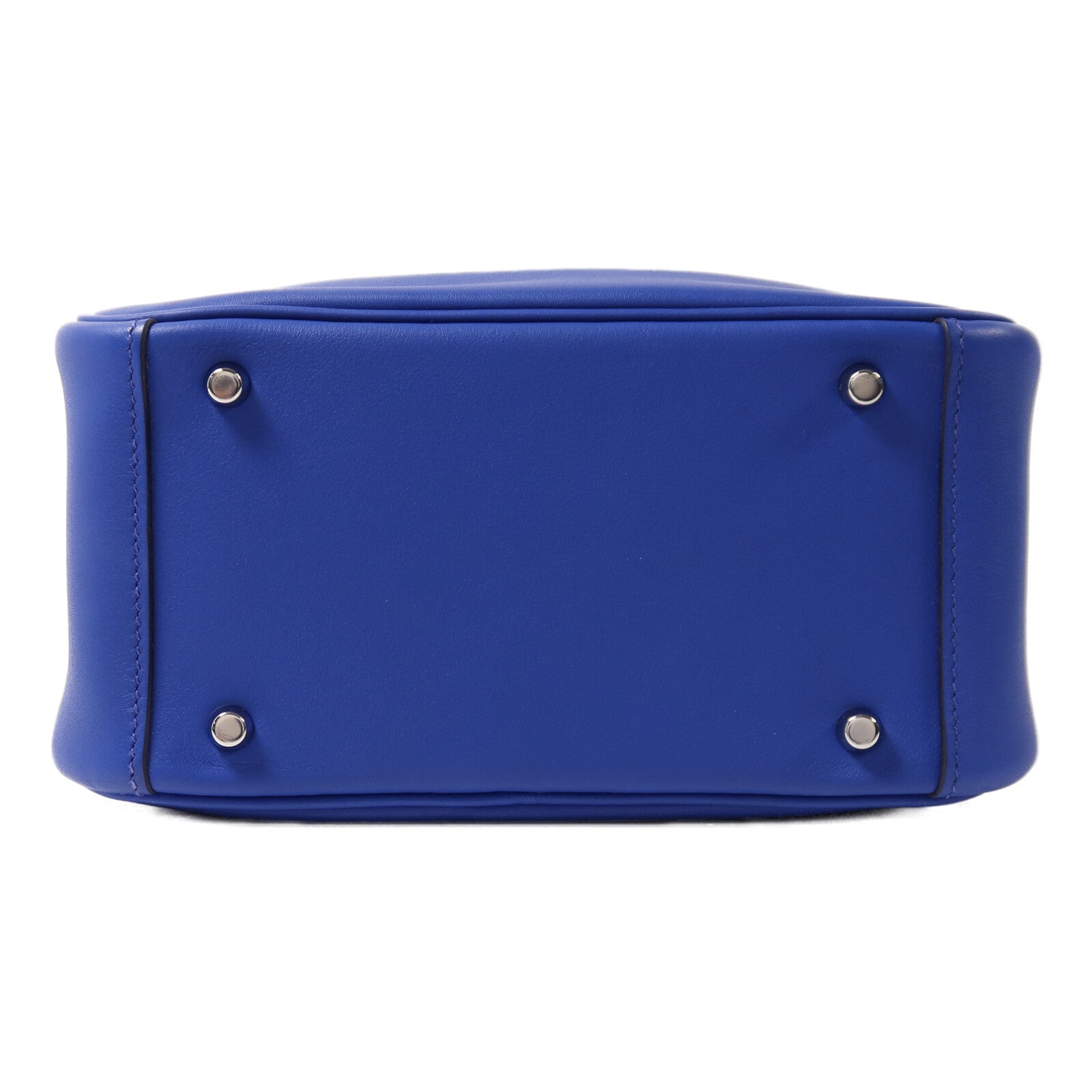 HERMES Swift皮革Mini Lindy銀扣手挽肩背兩用袋Bleu Royal/Menthe
