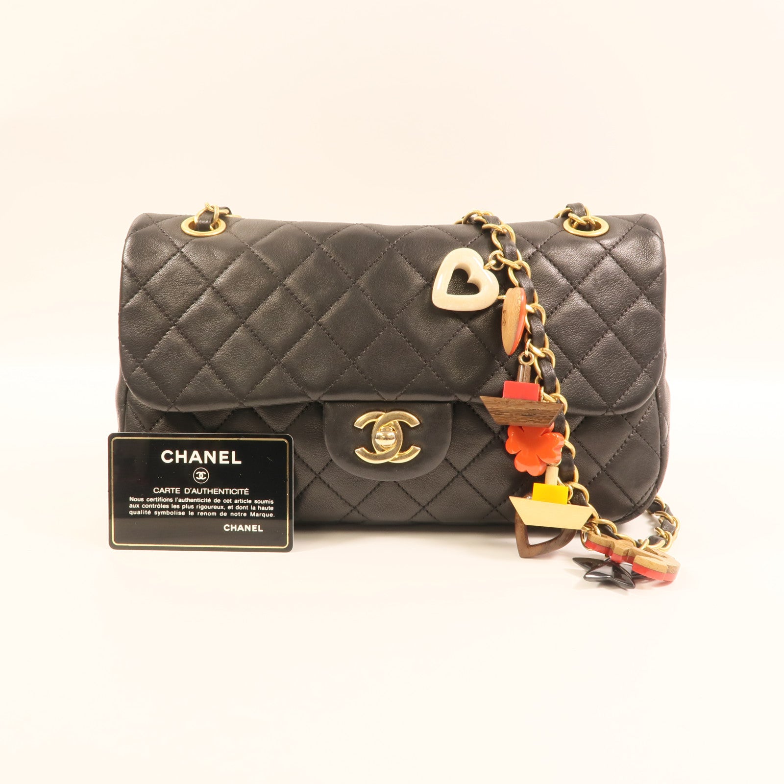 CHANEL 羊皮皮革Chain Shoulder金扣鏈帶肩背袋