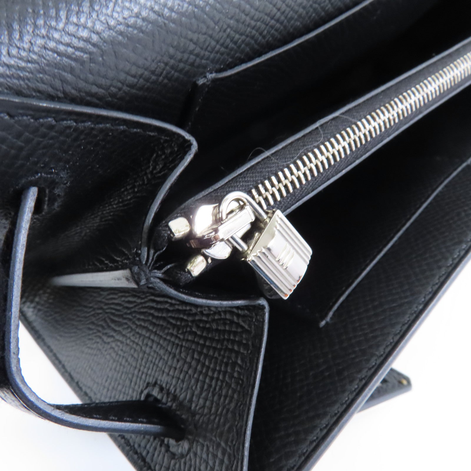 HERMES Epsom皮革Kelly To Go銀扣肩背袋黑色