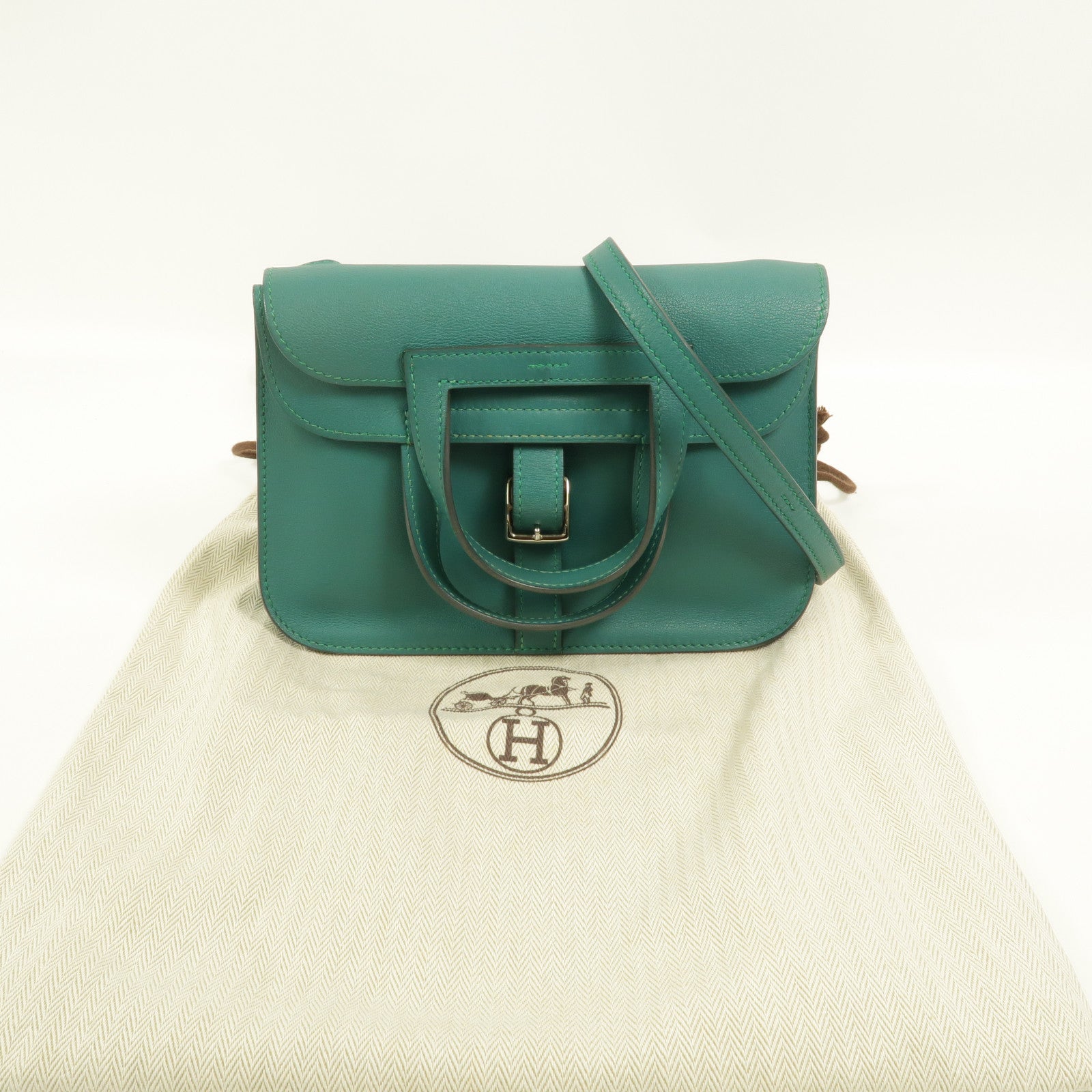 HERMES Swift皮革Mini Halzan手挽肩背兩用袋Vert Verone