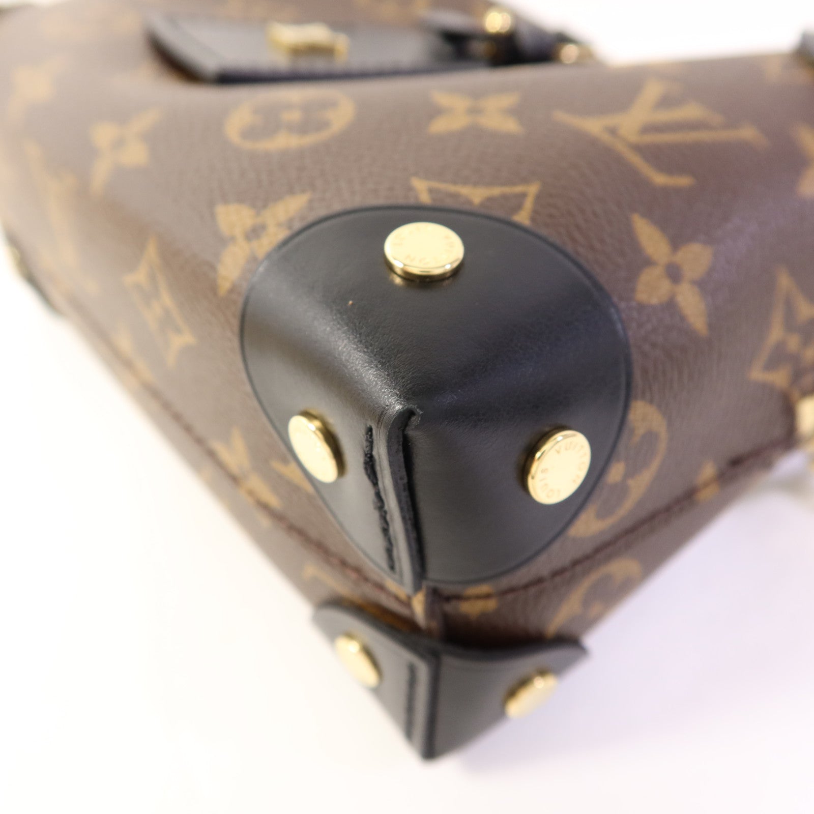 LOUIS VUITTON Monogram Petite Malle Souple金扣手挽肩背兩用袋棕色