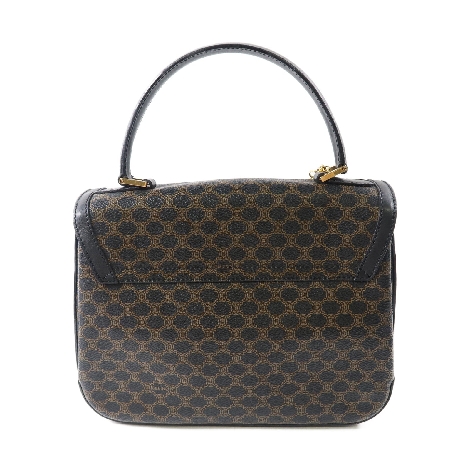 CELINE 牛皮皮革Vintage 2 Way Bag金扣手挽肩背兩用袋黑色/啡色