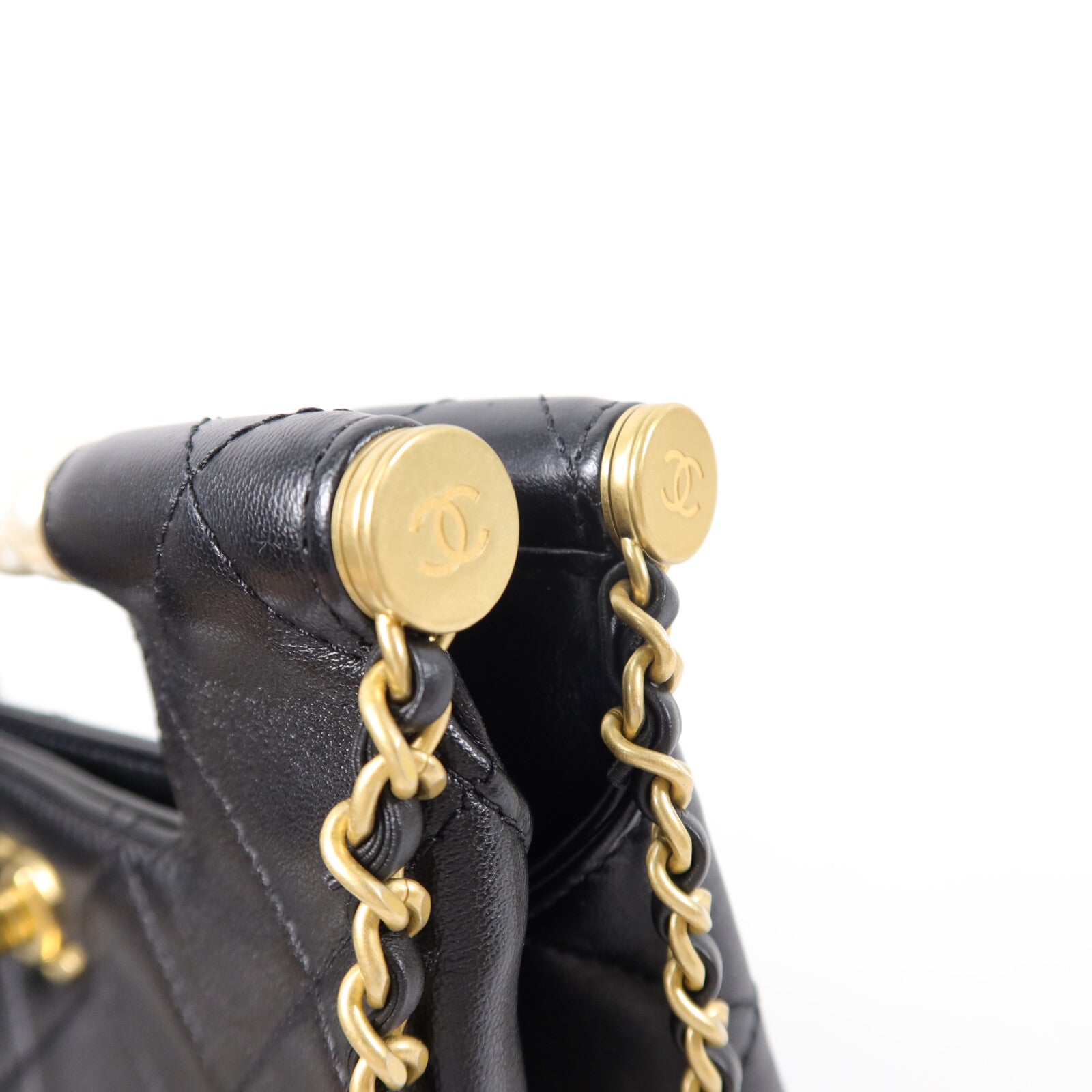 CHANEL 羊皮皮革Pearl Handle Shopping Bag鏈帶肩背袋