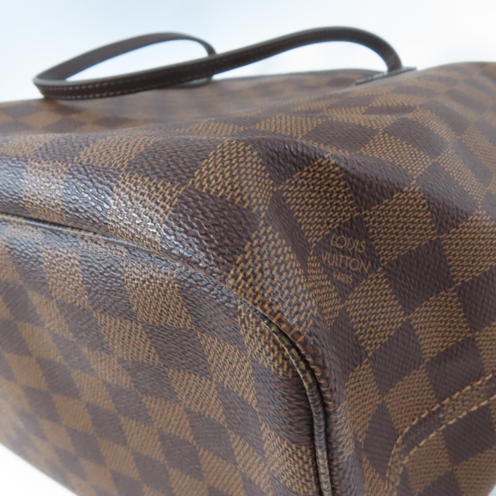 LOUIS VUITTON Damier Ebene Neverfull MM金扣手挽肩背兩用袋啡色