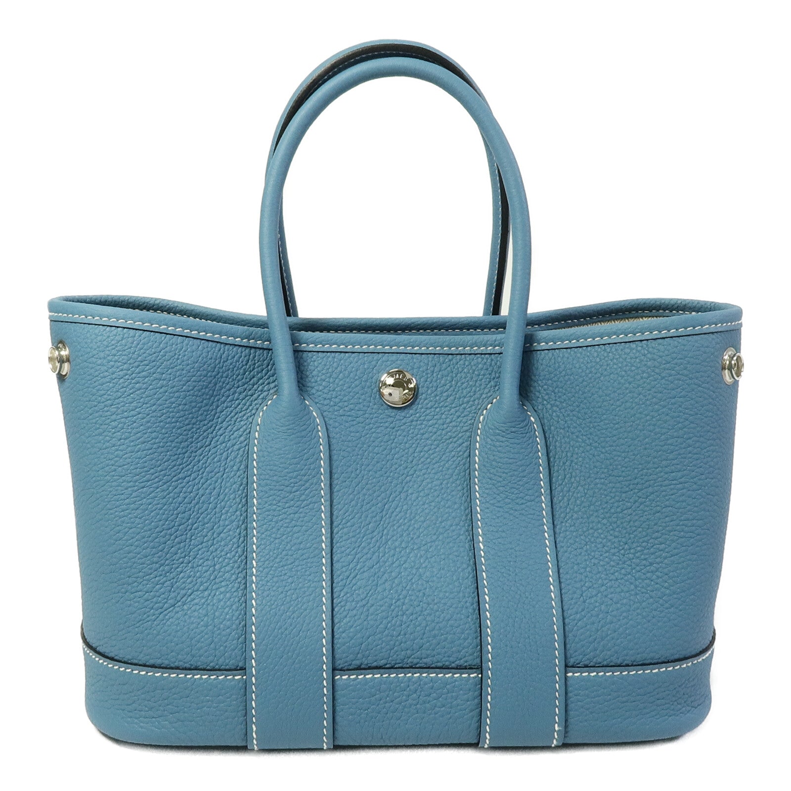 HERMES Country皮革Mini Garden Party手挽袋New Blue Jean
