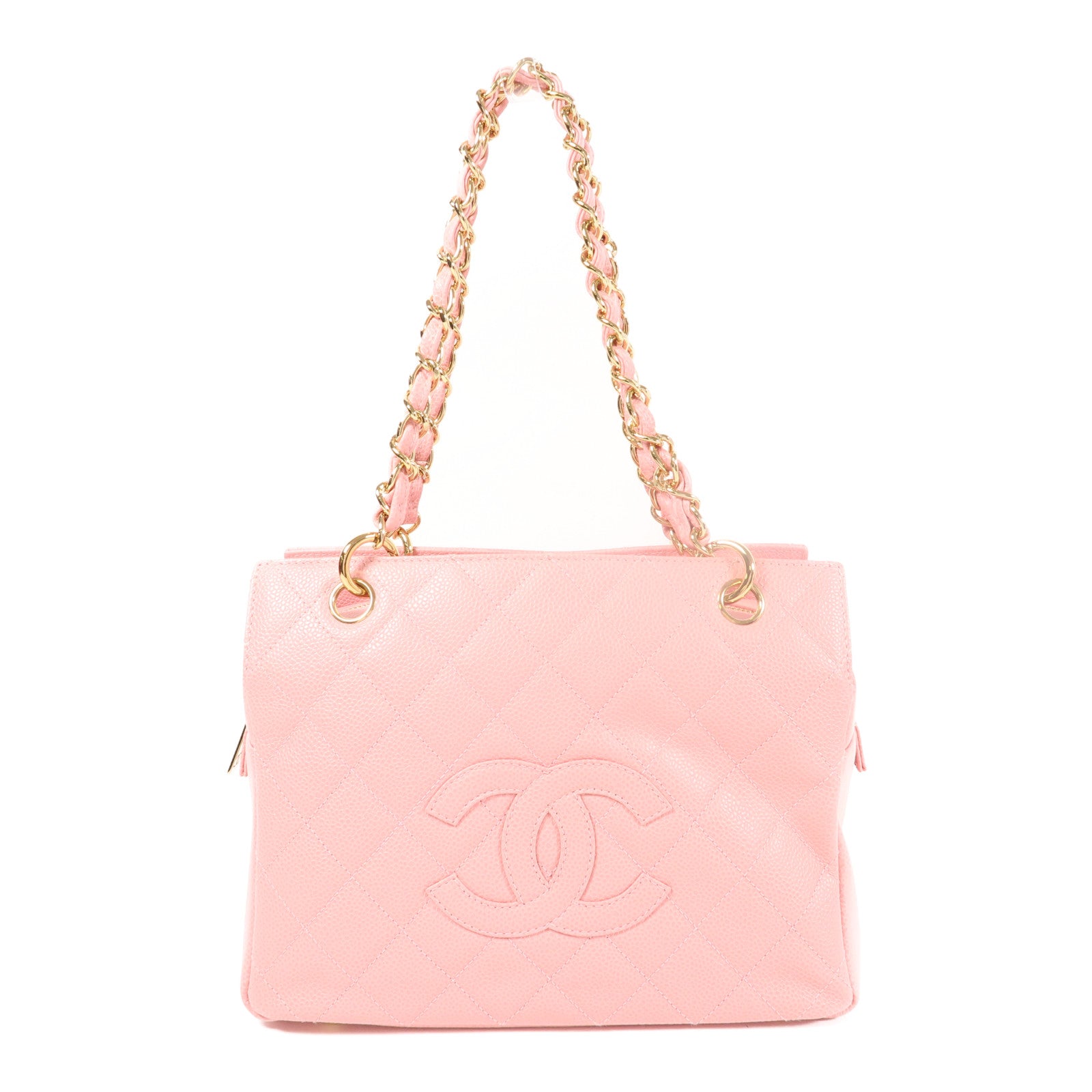 CHANEL 牛皮皮革Chain Shoulder金扣鏈帶肩背袋