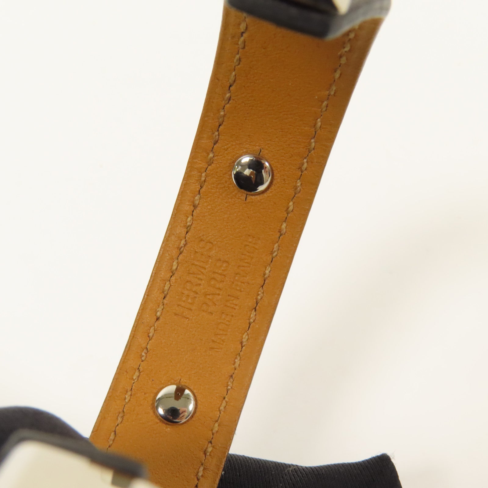 HERMES 牛皮皮革Open Cuff Bracelet手鐲Noir Hermes#M