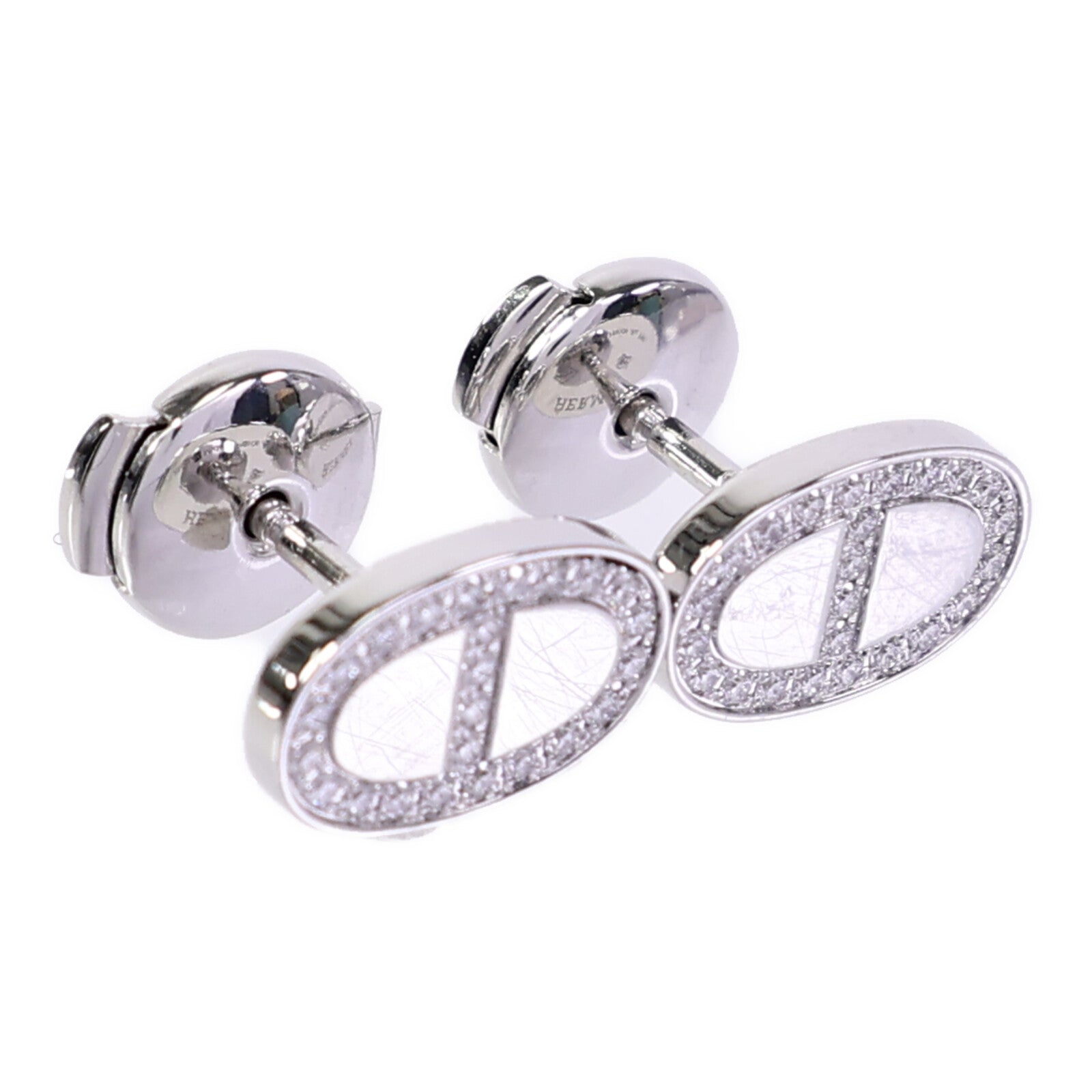 HERMES 18K白金Chaine d'ancre Contour Stud Earrings鑽石耳環