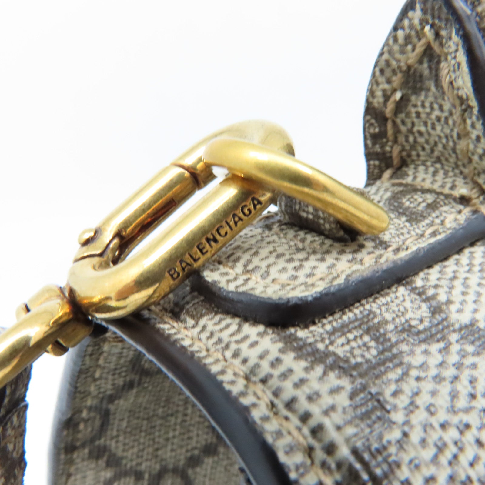 GUCCI 塗層帆布Gucci x Balenciaga The Hacker Project Hourglass Small 2Way Shoulder Bag金扣手挽肩背兩用袋啡色