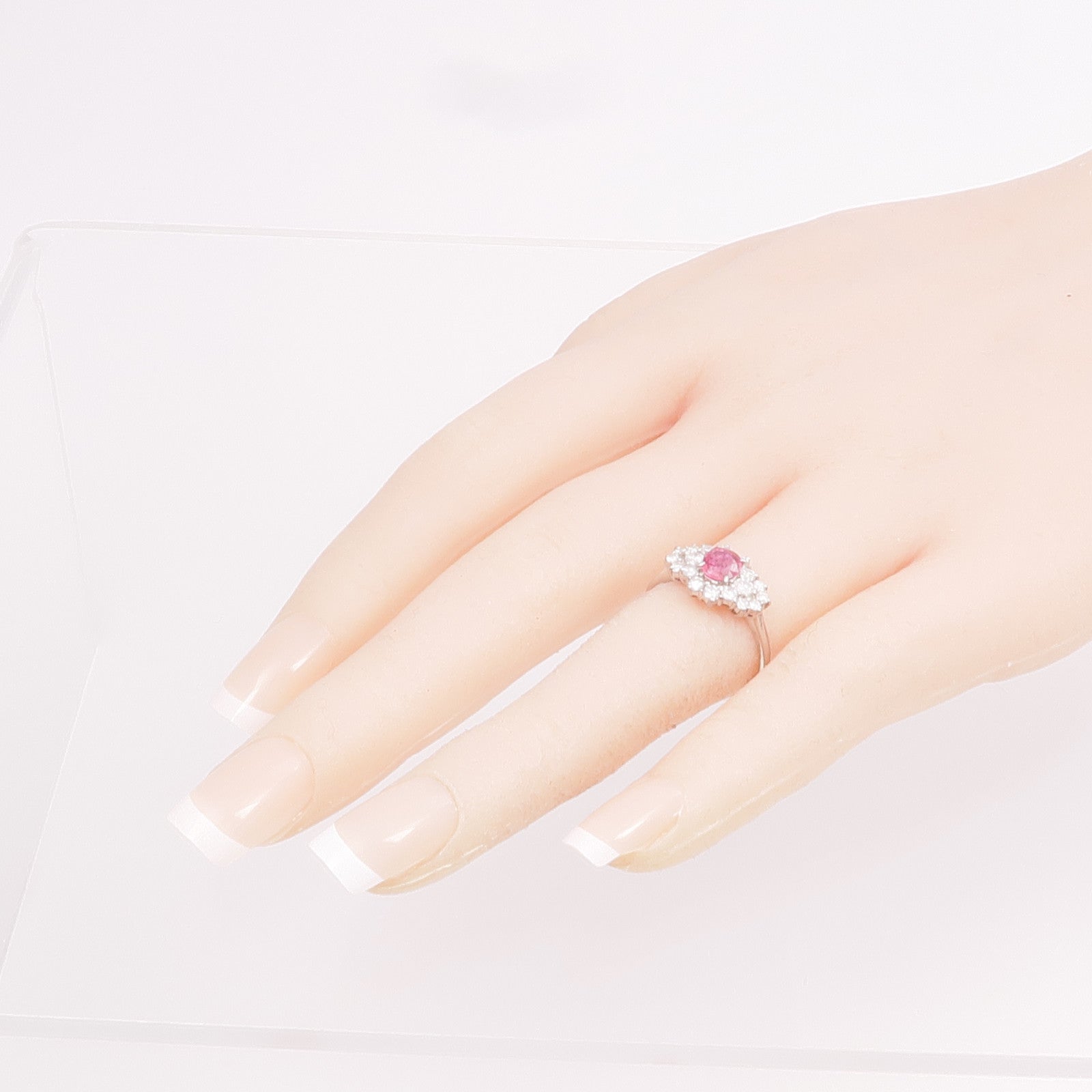 JEWELRY PT900鉑金Ruby Diamond Ring紅寶石/鑽石戒指US#5.5