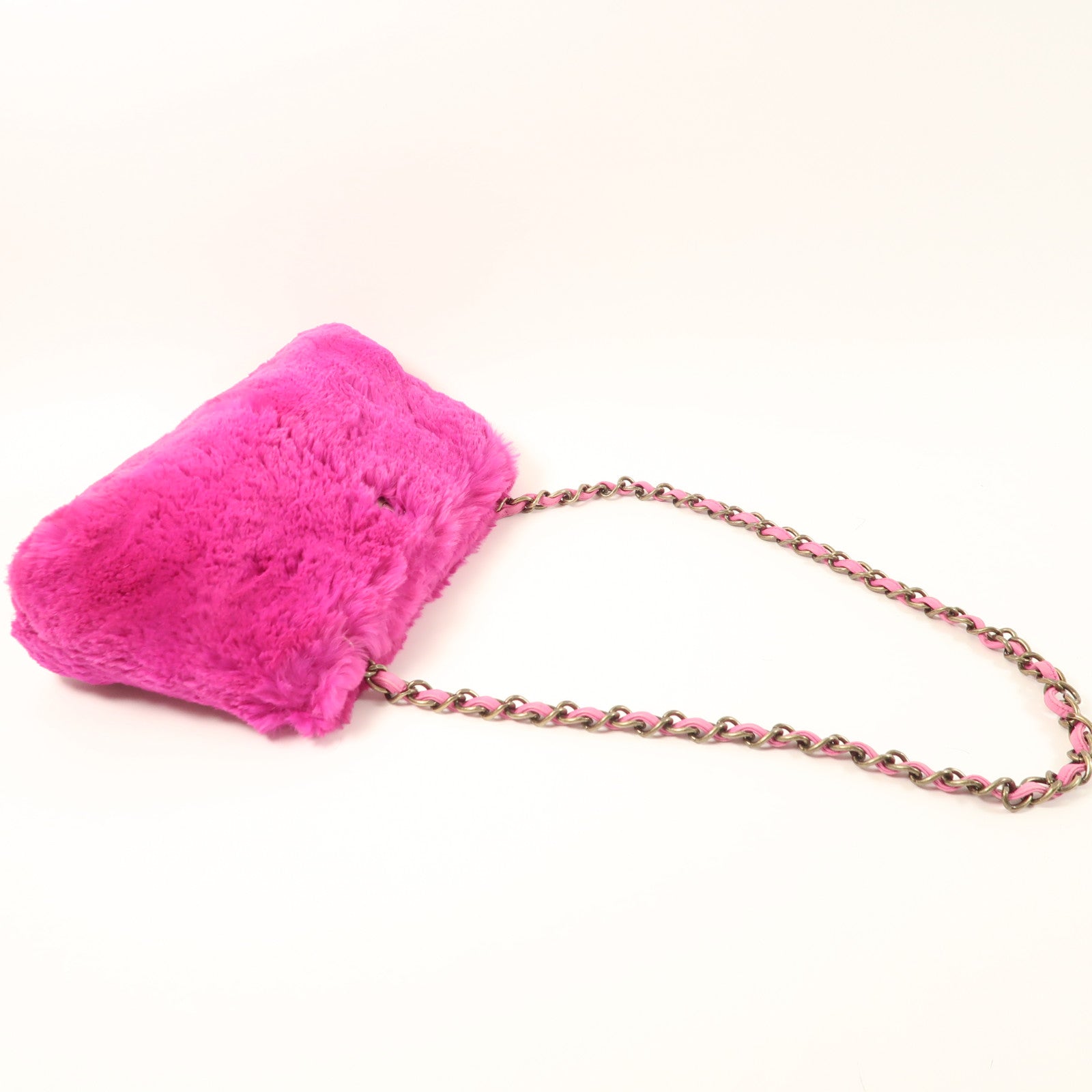 CHANEL 兔毛Chain Shoulder鏈帶肩背袋