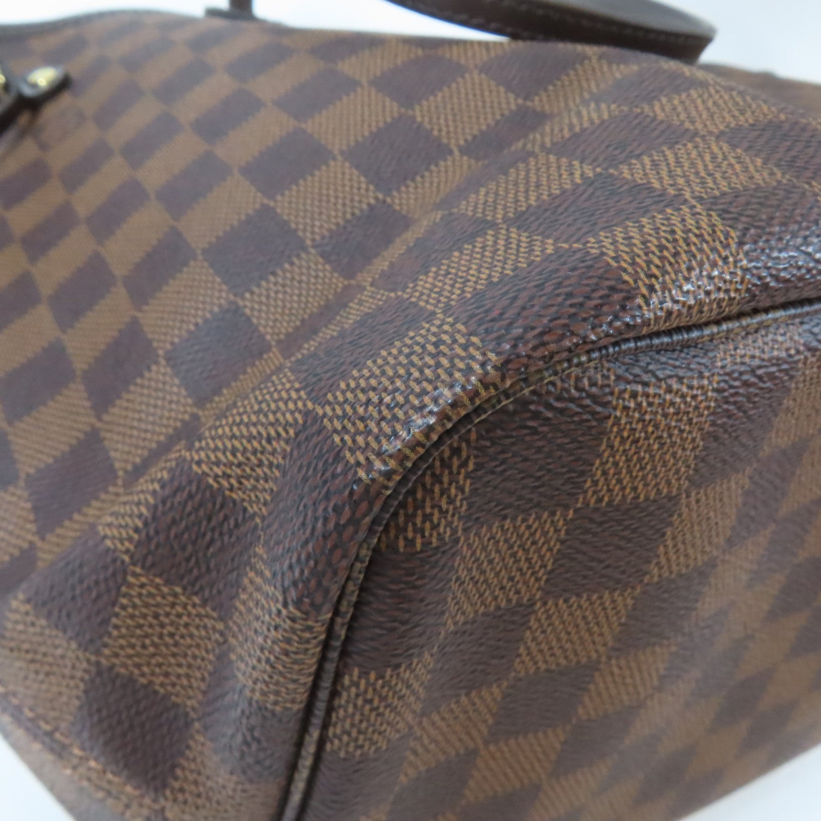 LOUIS VUITTON Damier Ebene Neverfull MM金扣手挽肩背兩用袋啡色