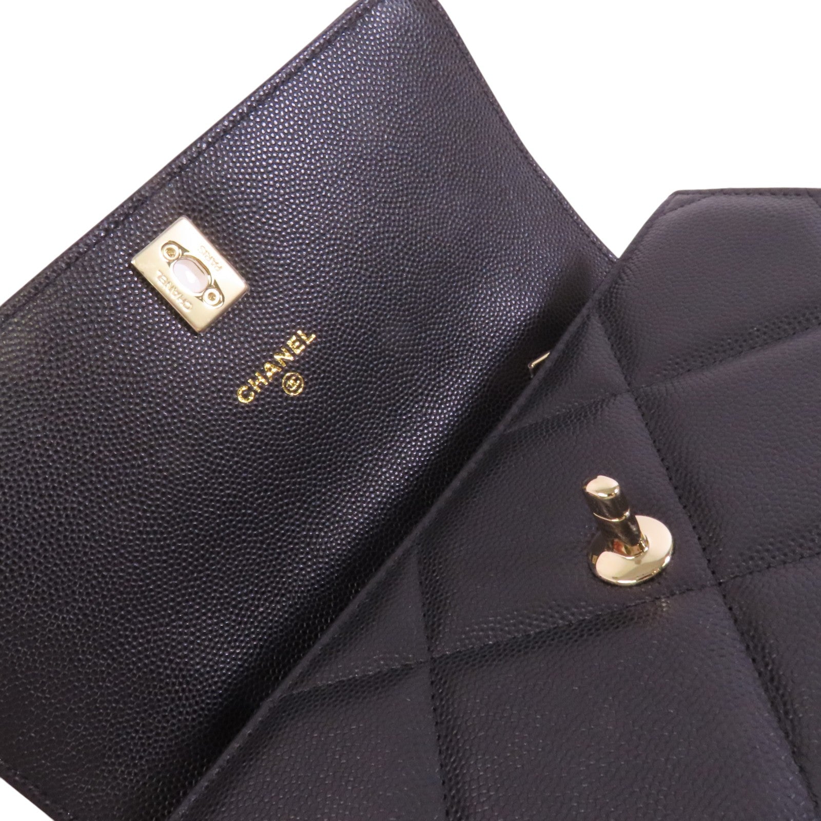 CHANEL 牛皮皮革25C WOC金扣鏈帶手挽肩背兩用袋