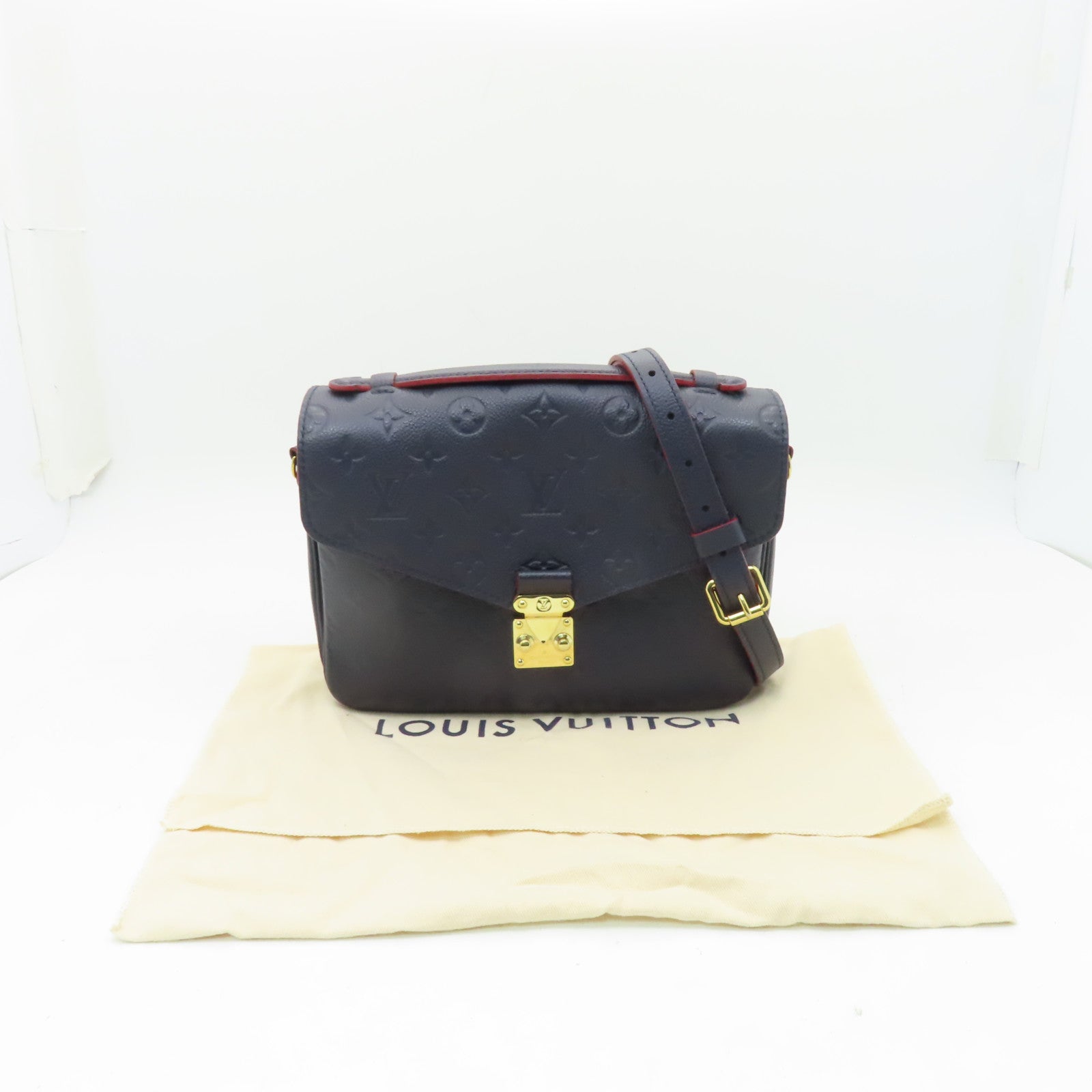 LOUIS VUITTON 【激減優惠】Monogram Empreinte Pochette Metis金扣手挽肩背兩用袋深藍色