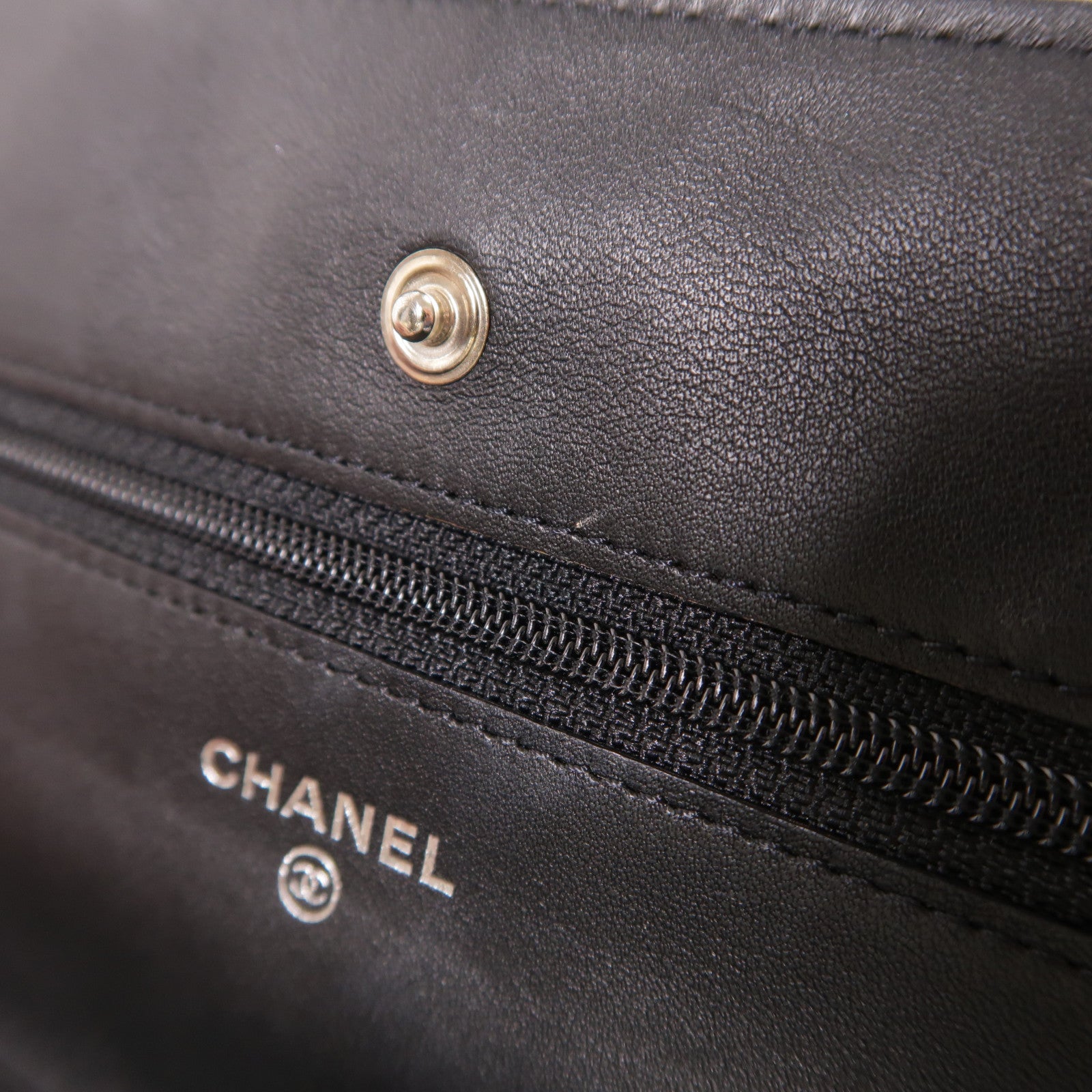 CHANEL CC SHW Wallet On Chain 2.55 Chain Shoulder Bag Patent Leather Black