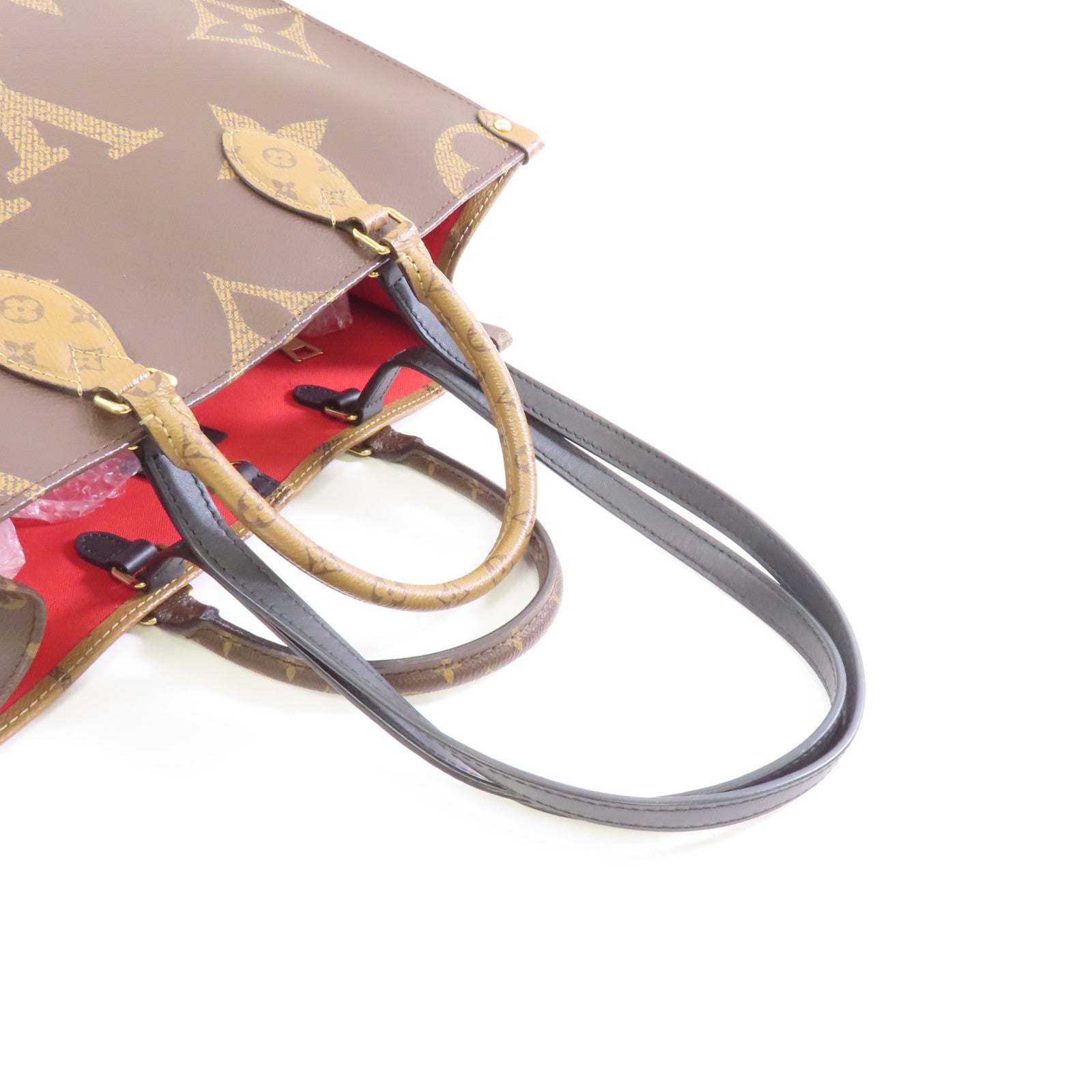 LOUIS VUITTON Monogram Giant On The Go MM金扣手挽肩背兩用袋啡色