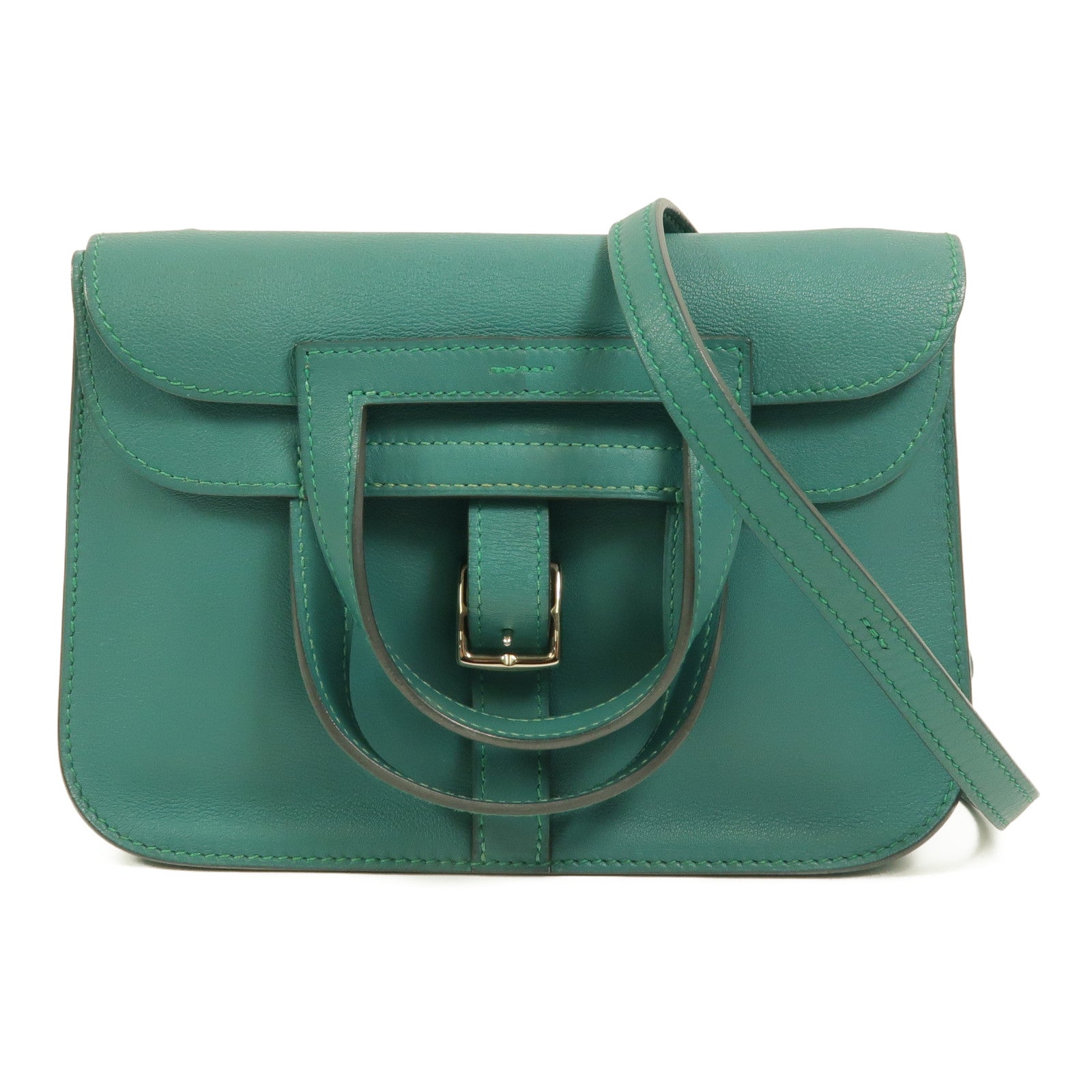 HERMES Swift皮革Mini Halzan手挽肩背兩用袋Vert Verone