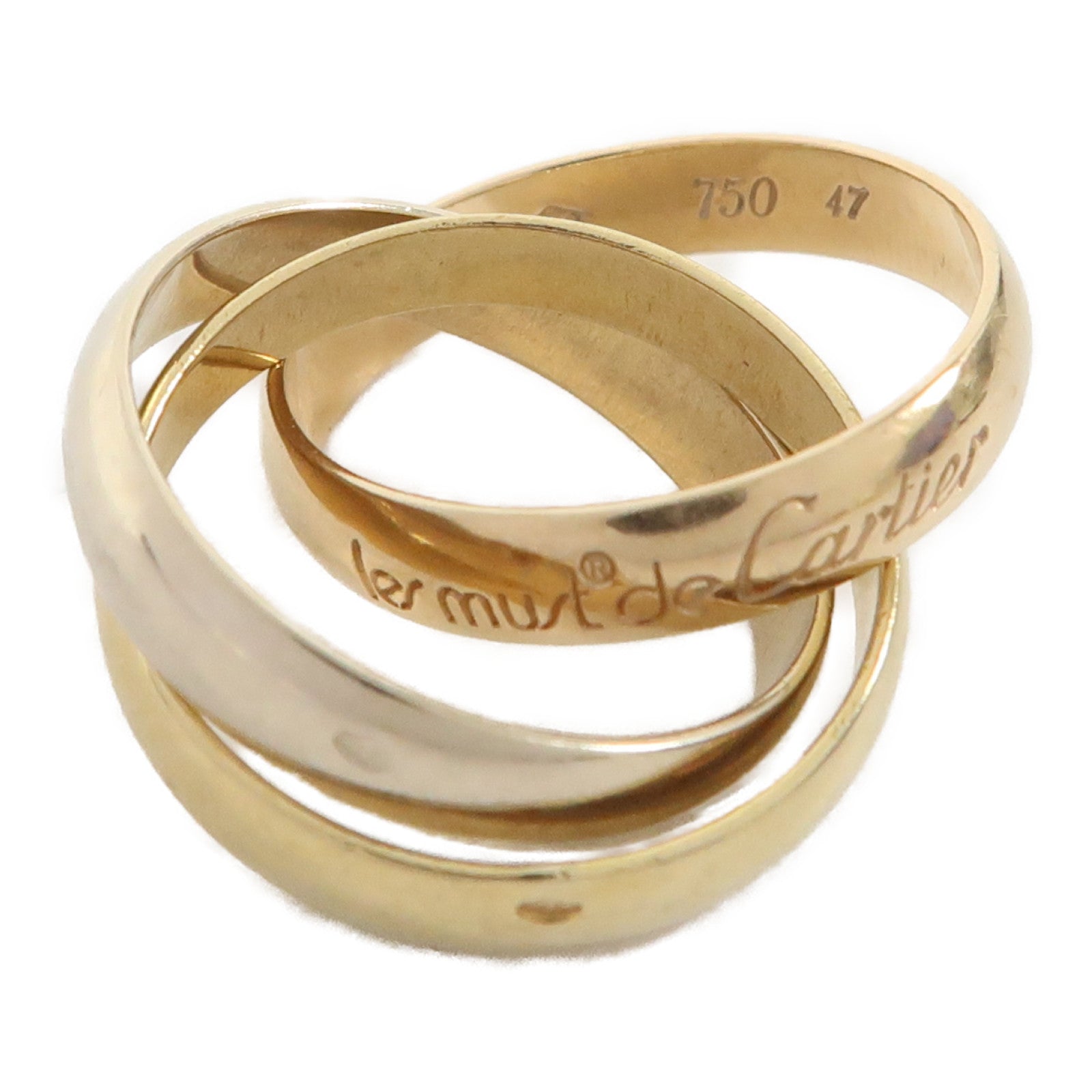 CARTIER 18K黃金/白金/玫瑰金Trinity戒指Cartier#47/US#4