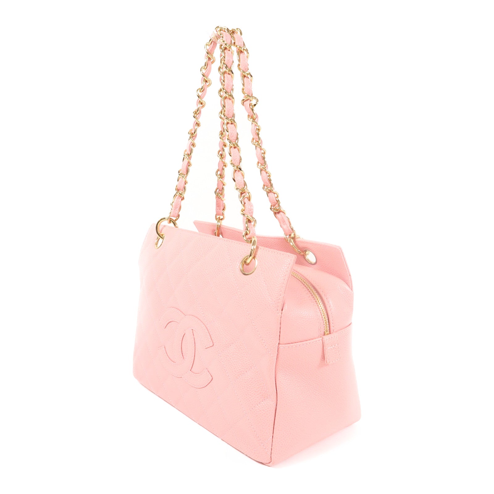 CHANEL 牛皮皮革Chain Shoulder金扣鏈帶肩背袋